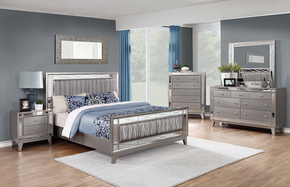 Coaster Leighton Bedroom Set Metallic Mercury Full Set of 4