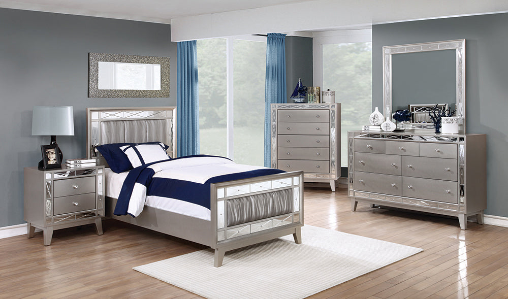 Coaster Leighton Bedroom Set Metallic Mercury Twin Set of 4