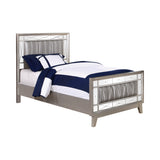 Coaster Leighton Panel Bed with Mirrored Accents Mercury Metallic Twin