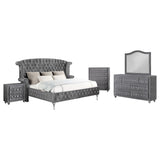 Coaster Deanna Upholstered Tufted Bedroom Set Grey Eastern King Set of 5