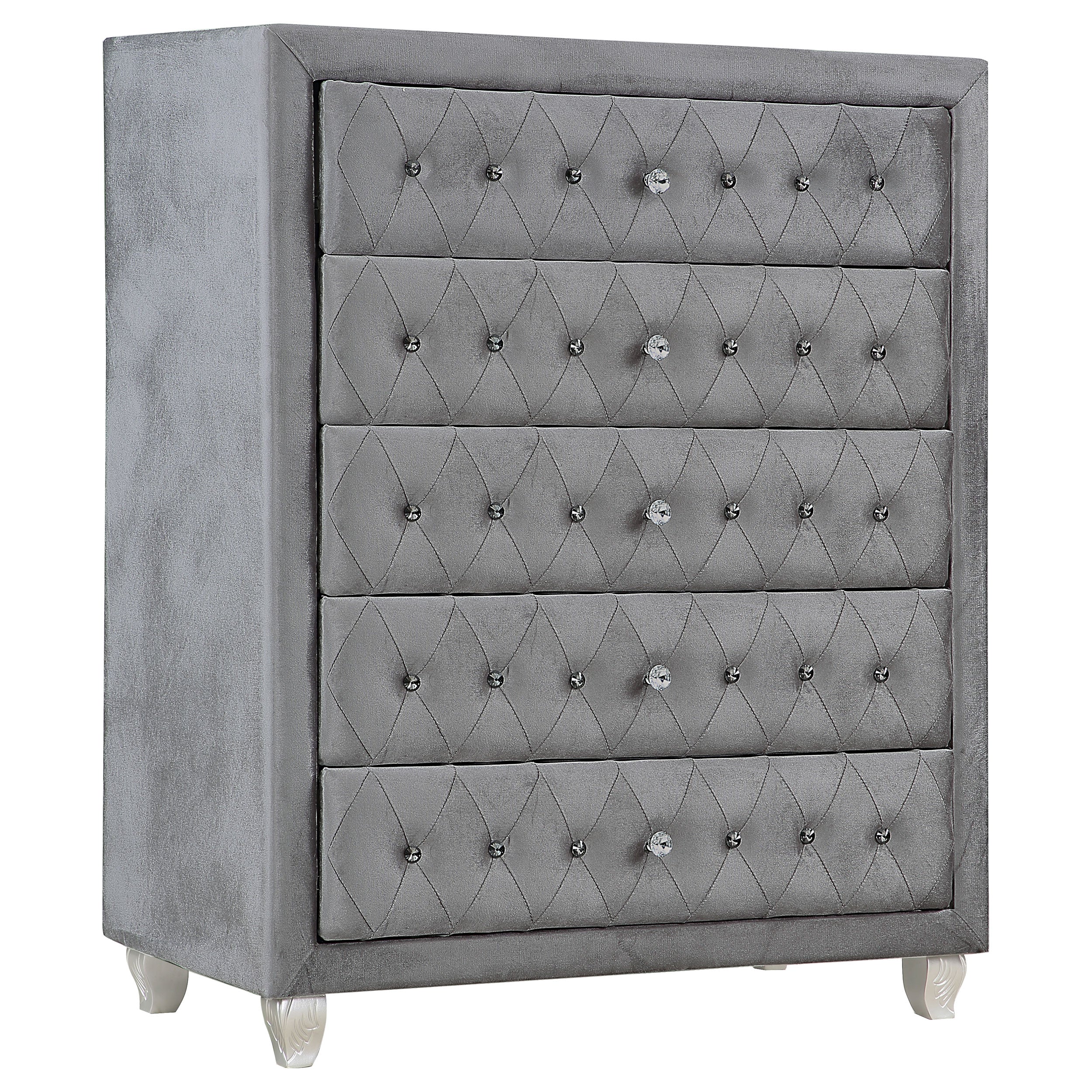 Coaster Deanna Upholstered Tufted Bedroom Set Grey Cal King Set of 5