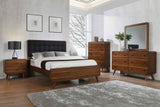 Coaster Robyn Bedroom Set with Upholstered Tufted Headboard Dark Walnut Eastern King Set of 5