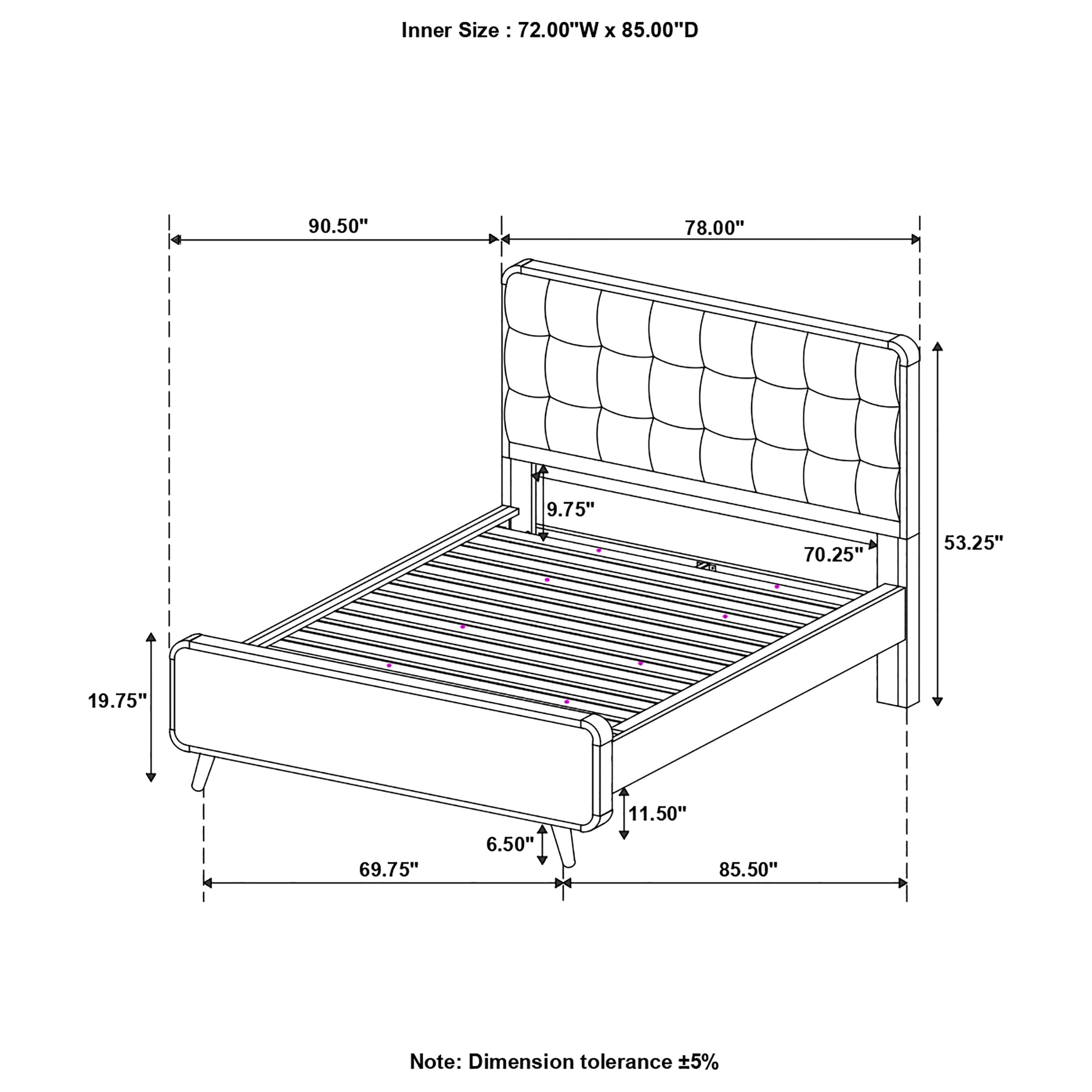 Coaster Robyn Bed with Upholstered Headboard Dark Walnut Cal King