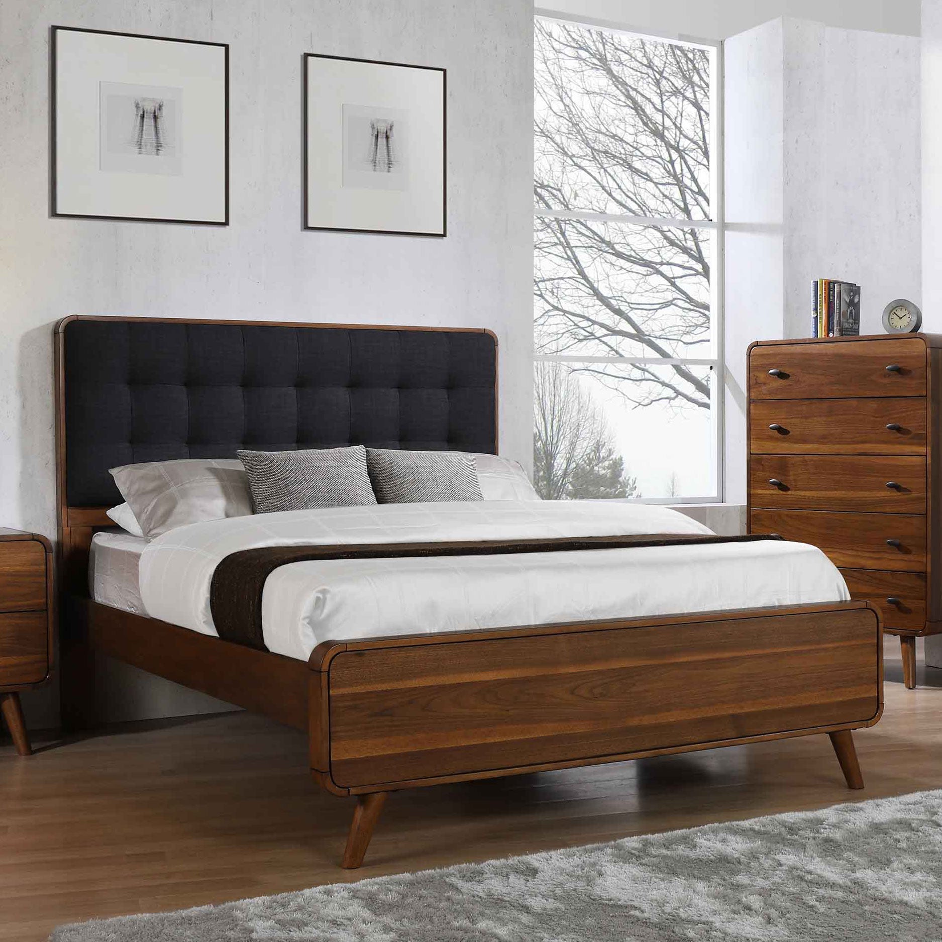 Coaster Robyn Bed with Upholstered Headboard Dark Walnut Cal King