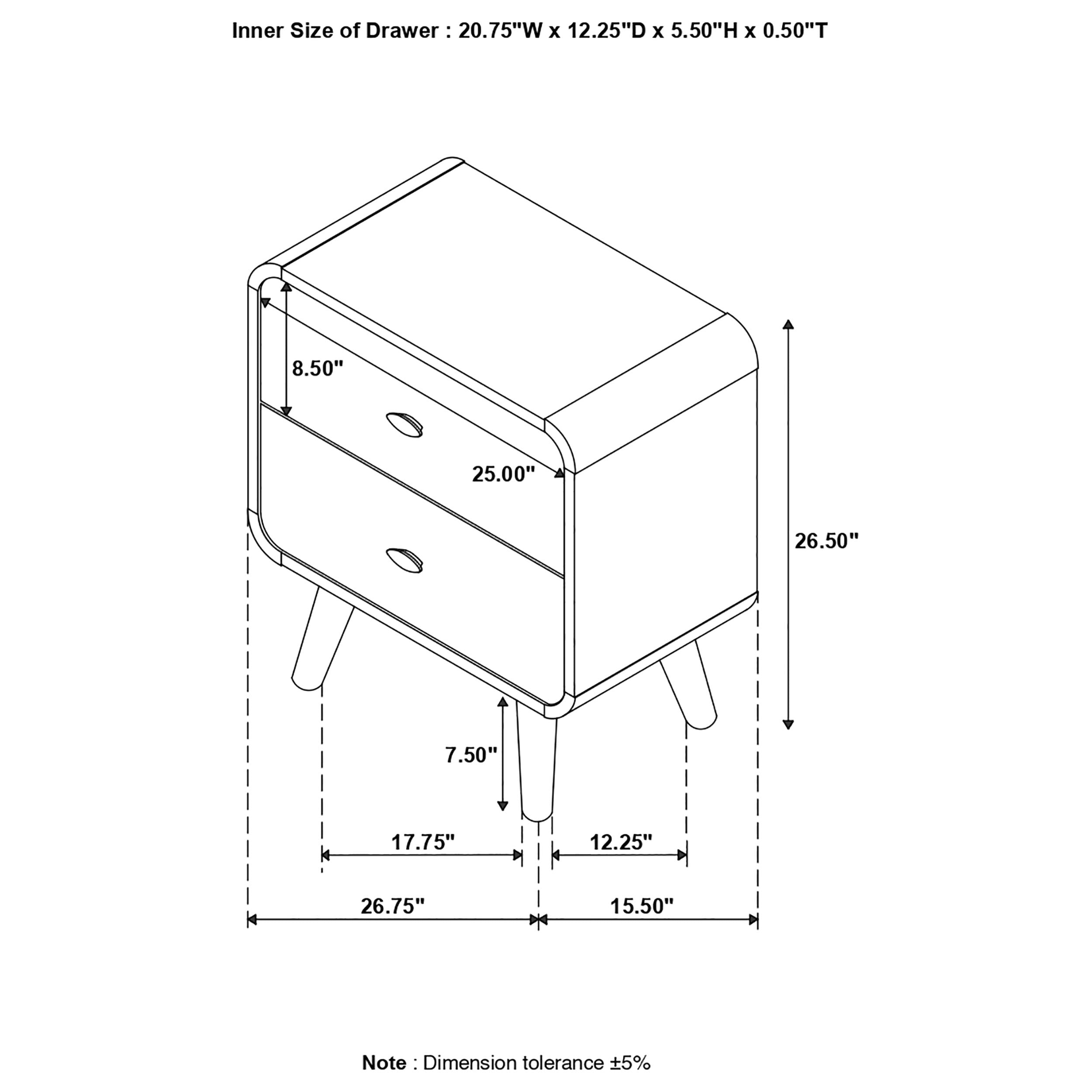 Coaster Robyn 2-drawer Nightstand Dark Walnut Default Title