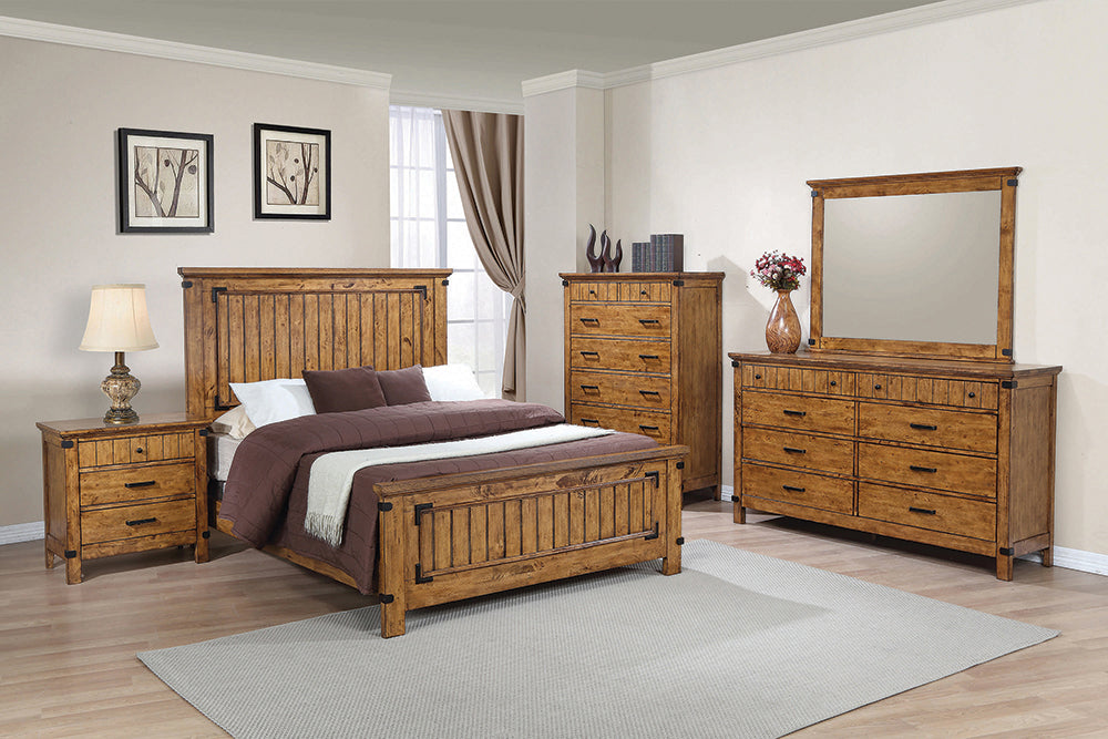 Coaster Brenner Panel Bedroom Set Rustic Honey Full Set of 5