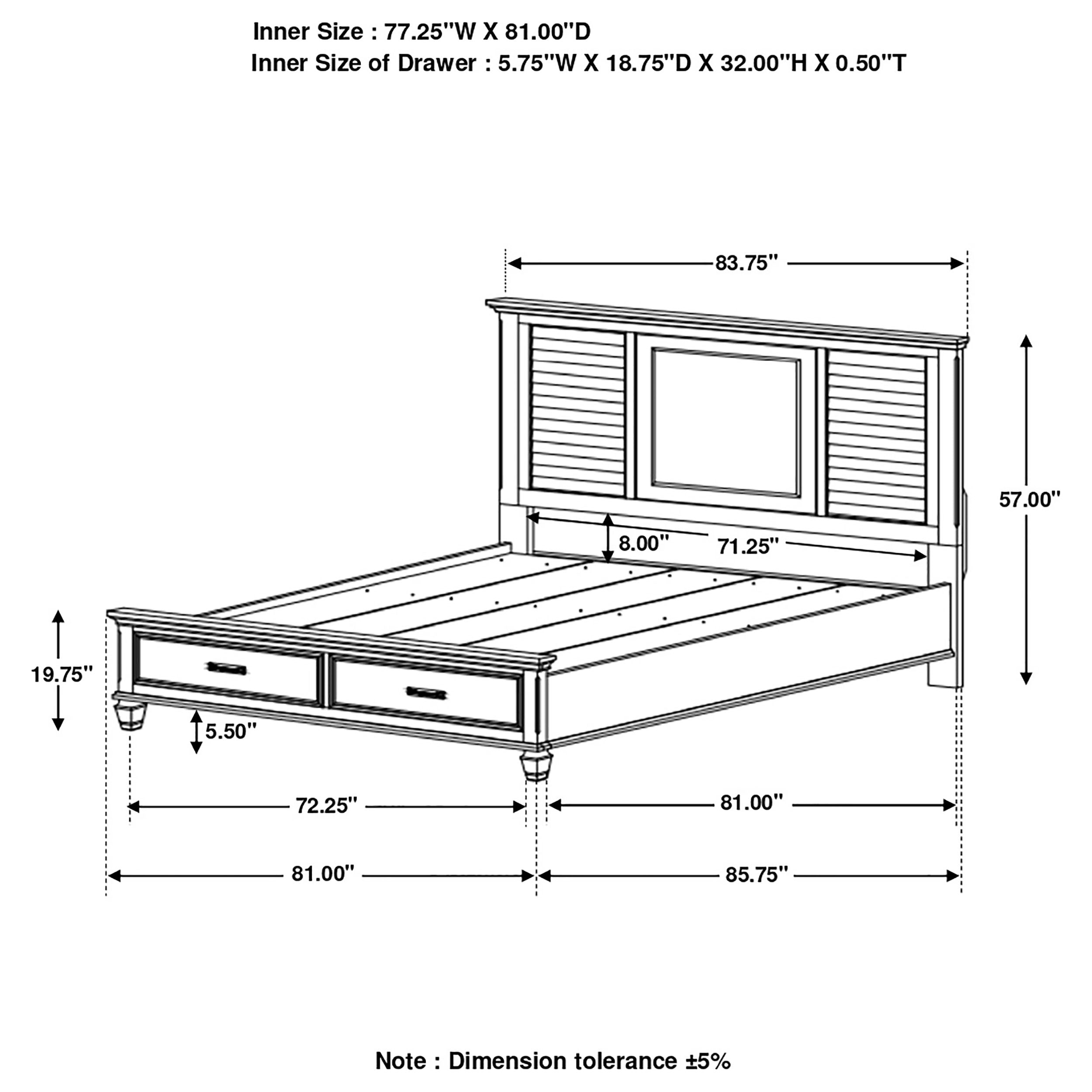 Coaster Franco Storage Bed Antique White Cal King