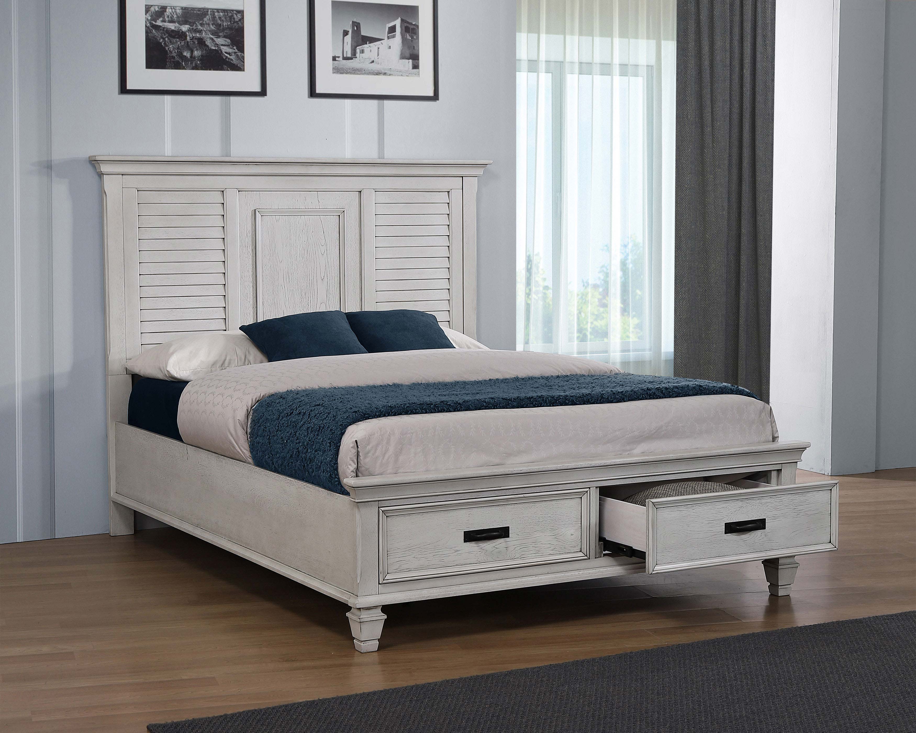 Coaster Franco Storage Bed Antique White Cal King