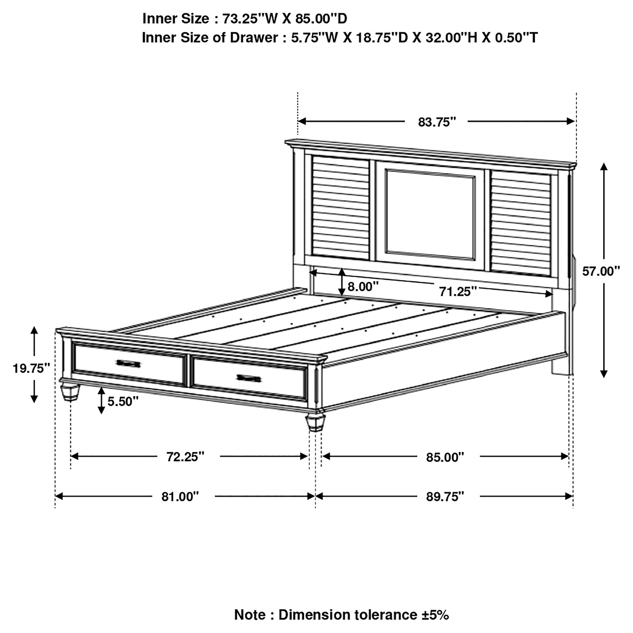 Coaster Franco Storage Bed Antique White Cal King