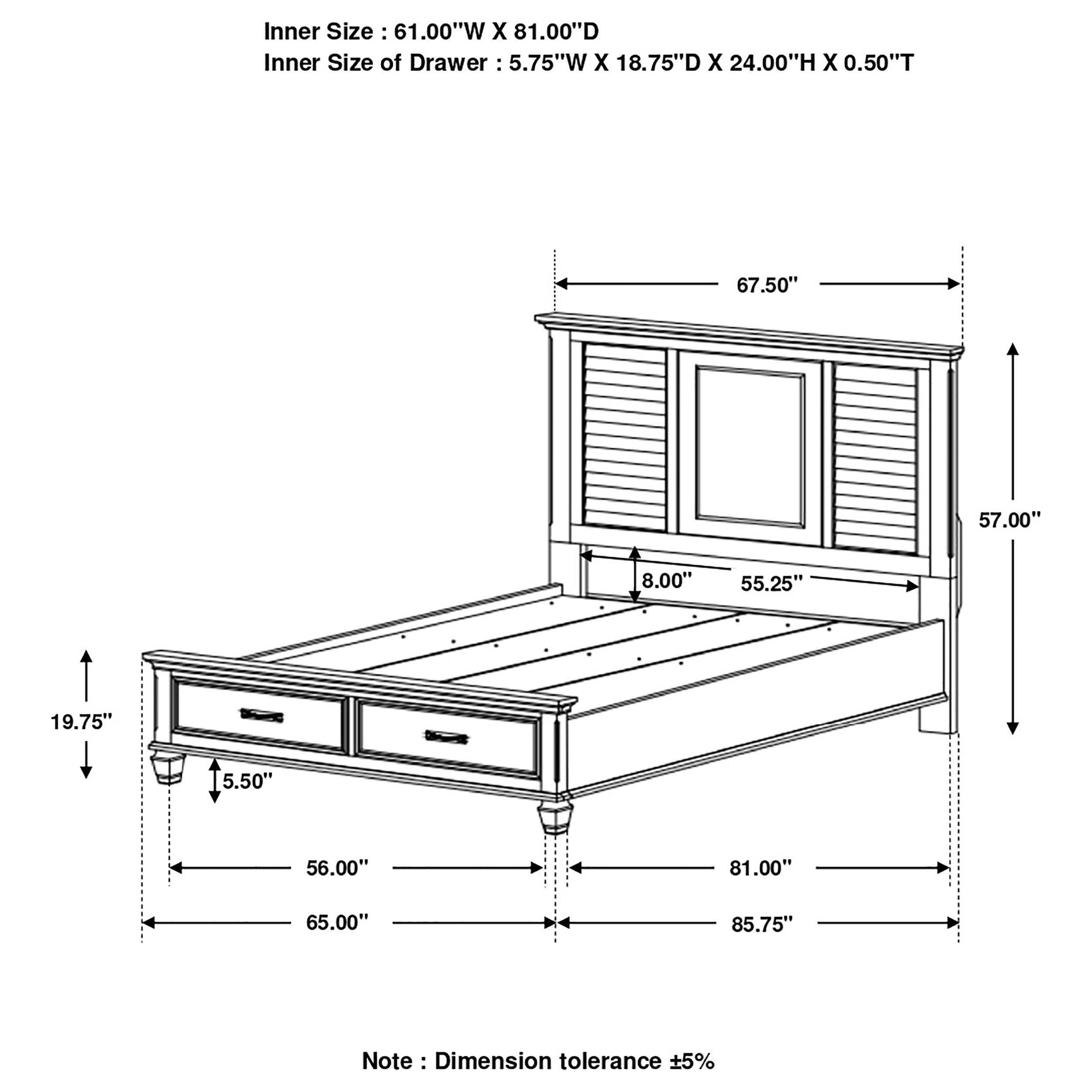 Coaster Franco Storage Bed Antique White Cal King