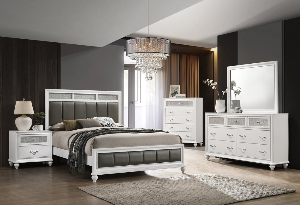 Coaster Barzini Panel Bedroom Set White Cal King Set of 5