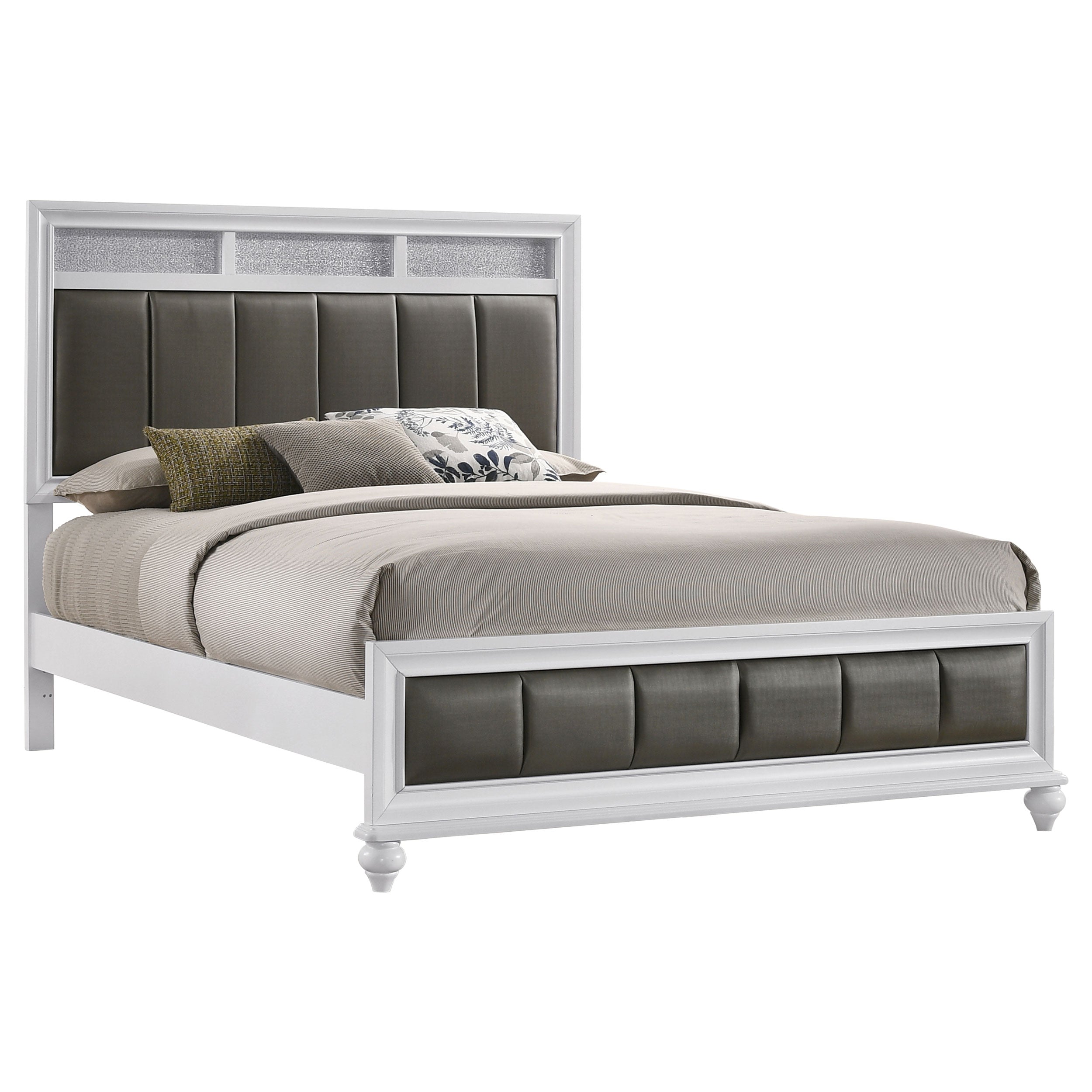 Coaster Barzini Upholstered Panel Bed White Cal King