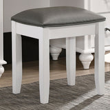 Coaster Barzini Upholstered Vanity Stool Metallic and White Default Title