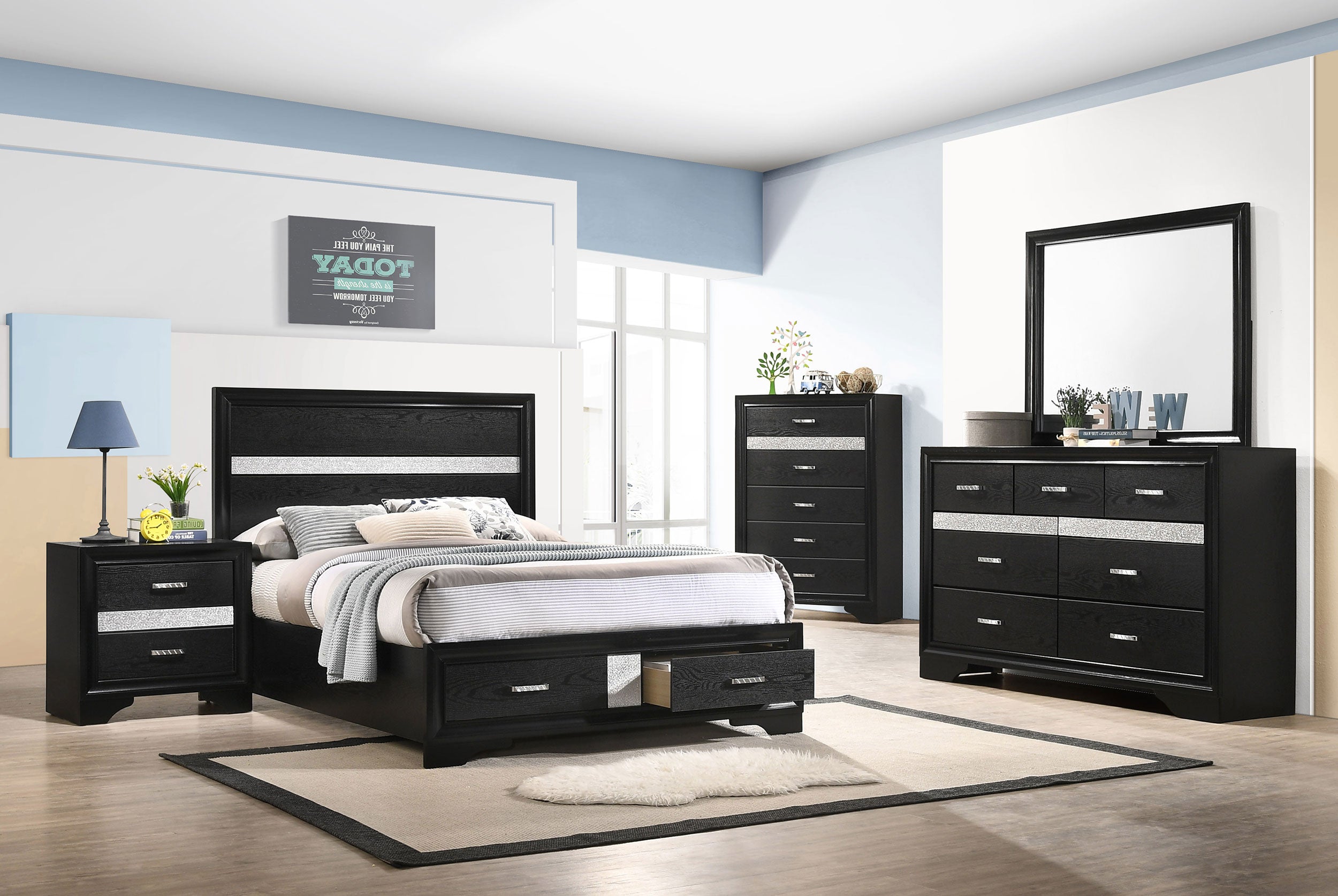 Coaster Miranda Platform Storage Bedroom Set Full Set of 4