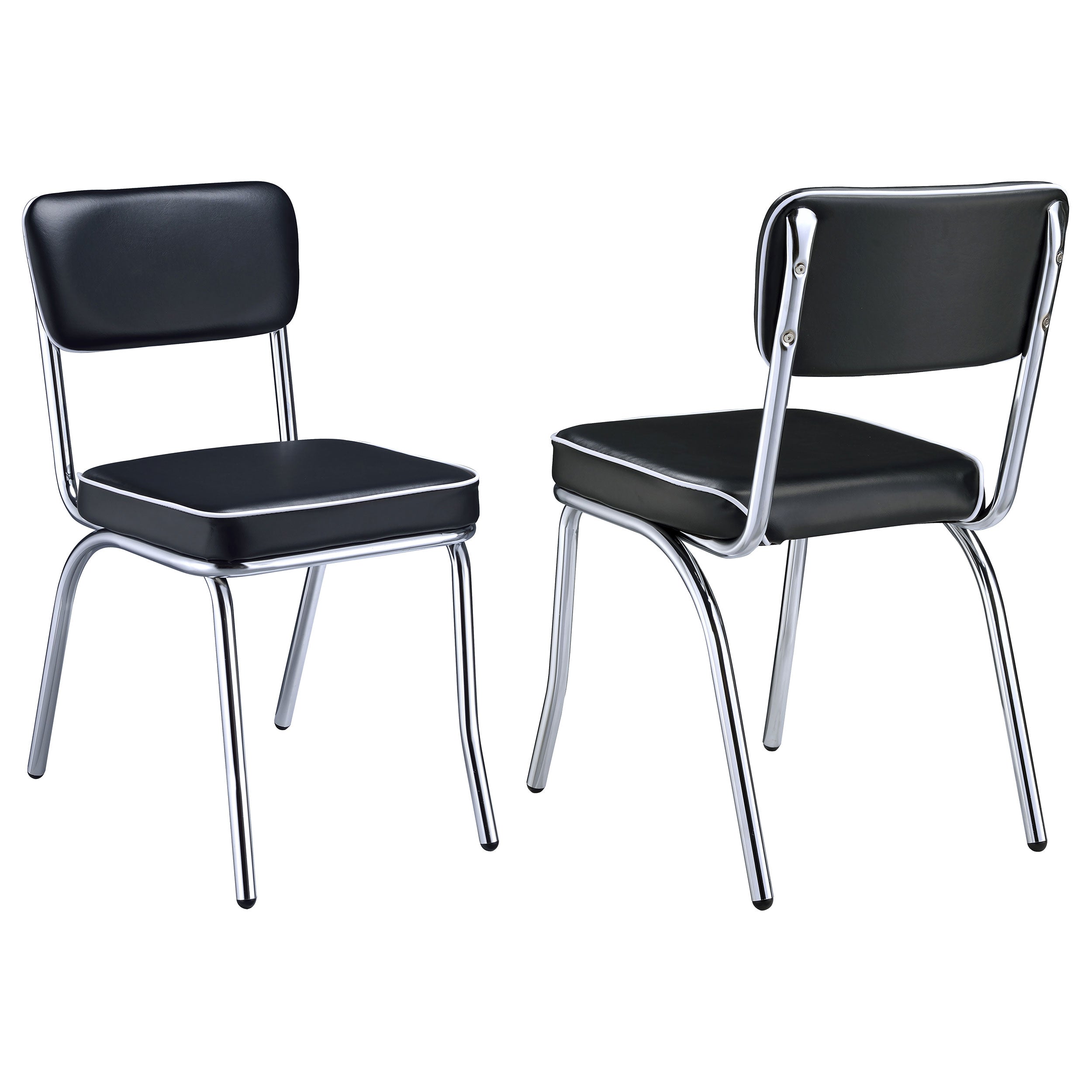 Coaster Retro Open Back Side Chairs Black and Chrome (Set of 2) Black