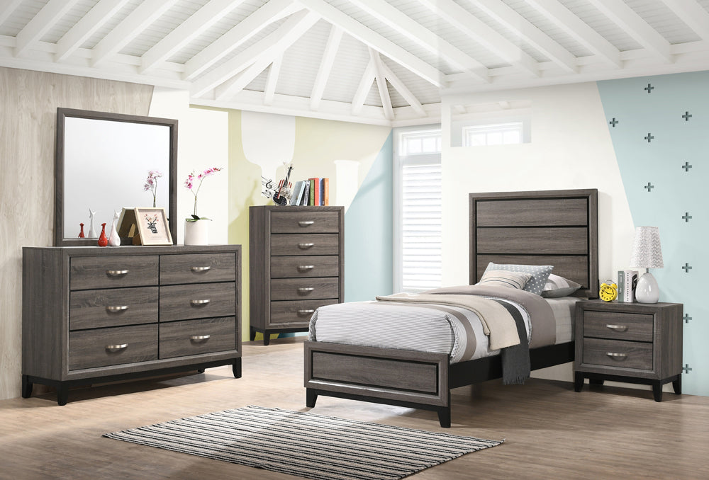 Coaster Watson Bedroom Set Grey Oak and Black Twin