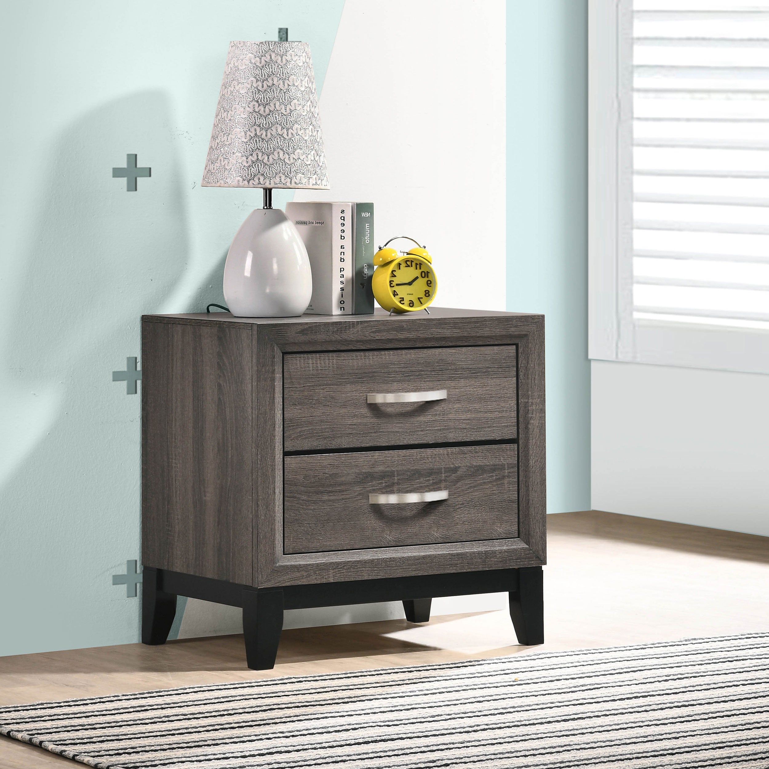 Coaster Watson 2-drawer Nightstand Grey Oak and Black Default Title