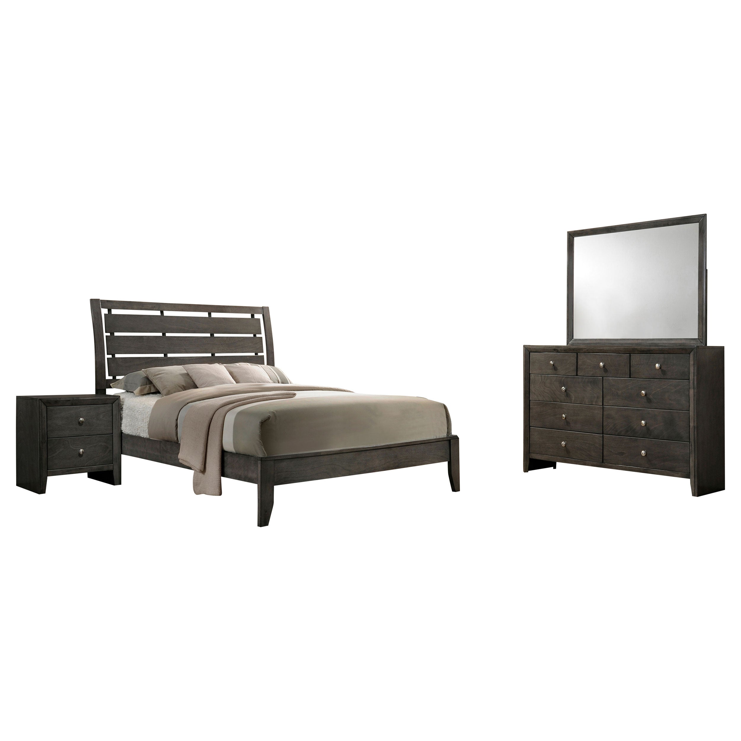 Coaster Serenity Sleigh Bedroom Set Mod Grey Full Set of 4