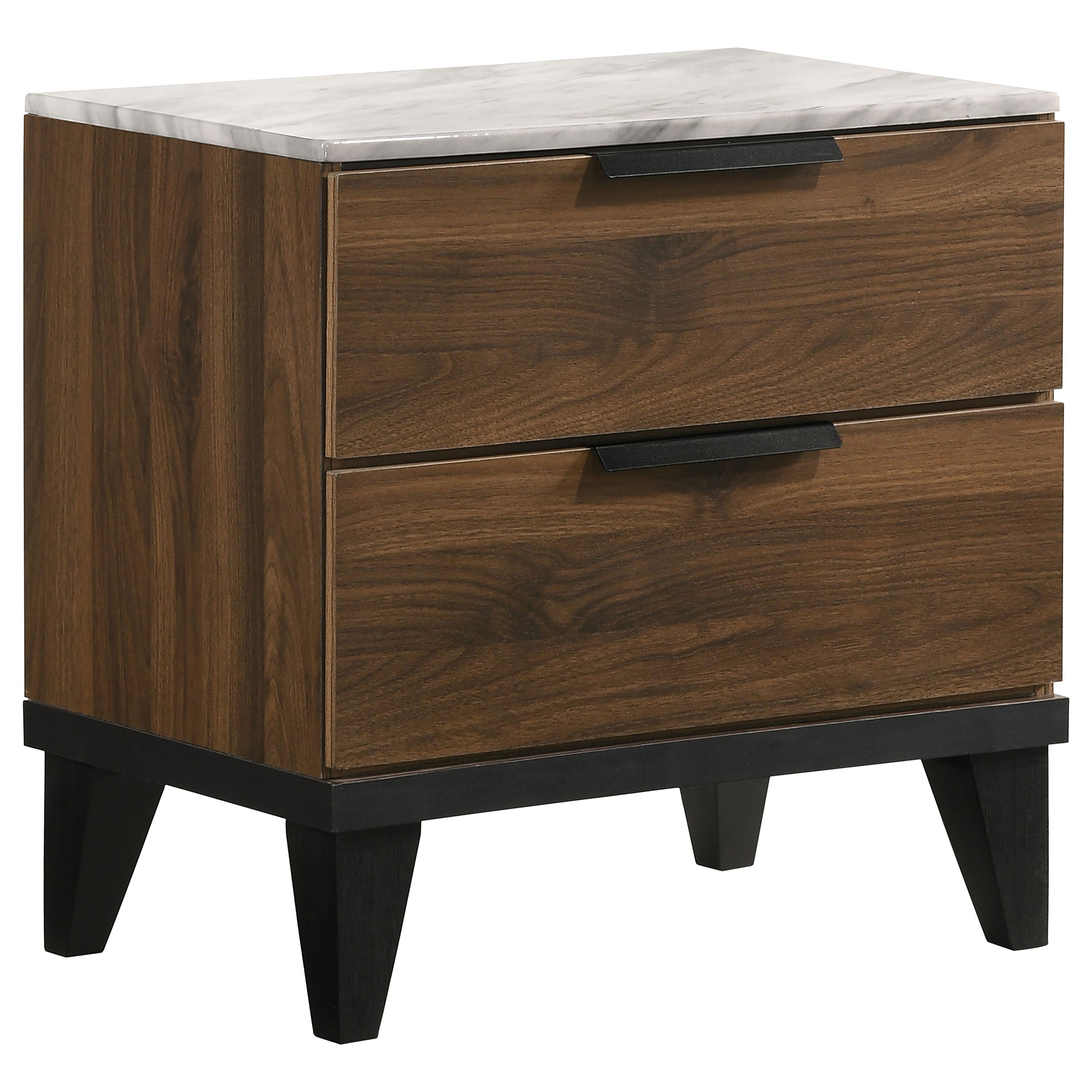 Coaster Mays 2-drawer Nightstand Walnut Brown with Faux Marble Top Default Title