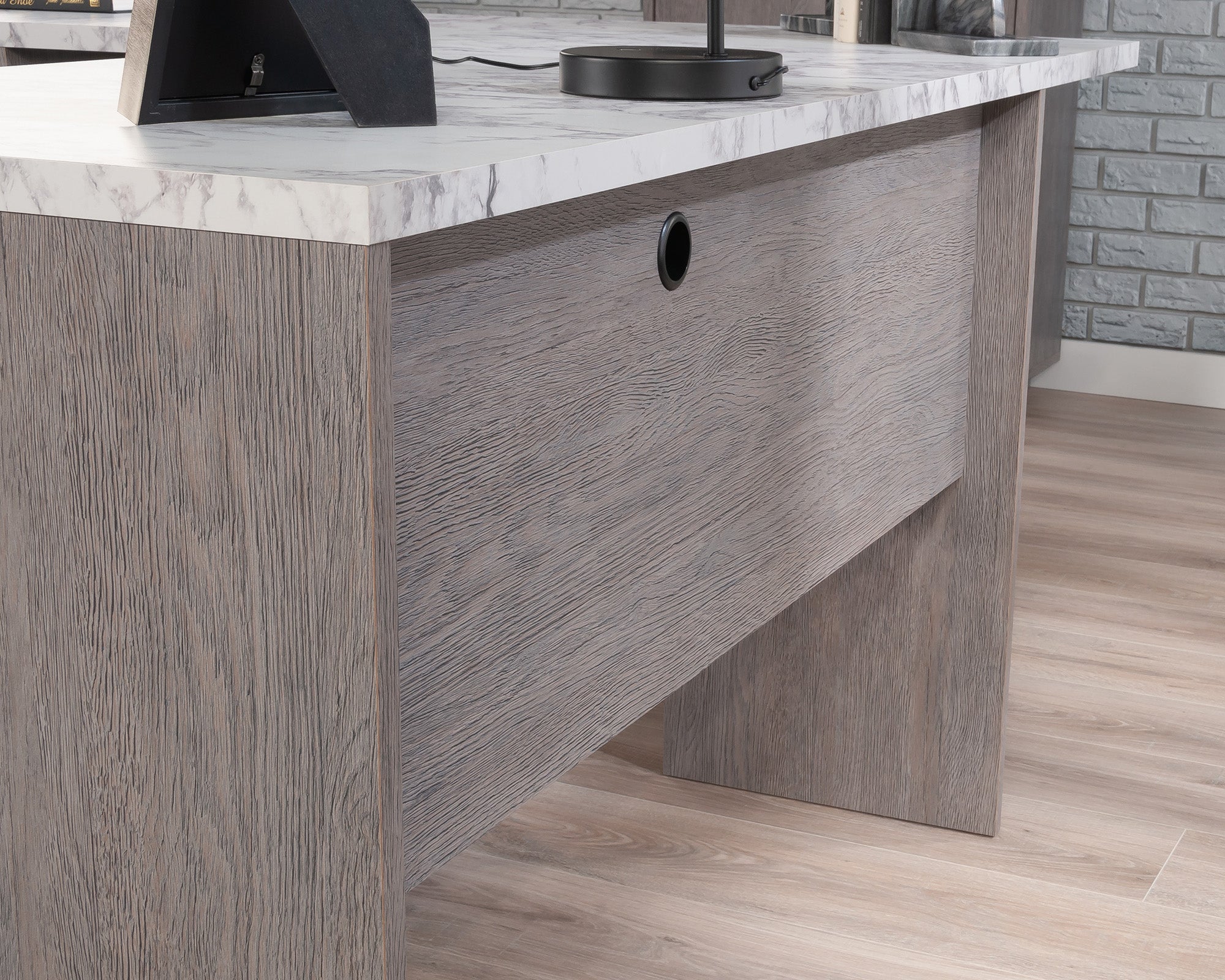 East Rock  Contemporary L-Shaped Desk in Ashen Oak