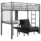 Coaster Jenner Twin Futon Workstation Loft Bed and Futon Pad Black Default Title