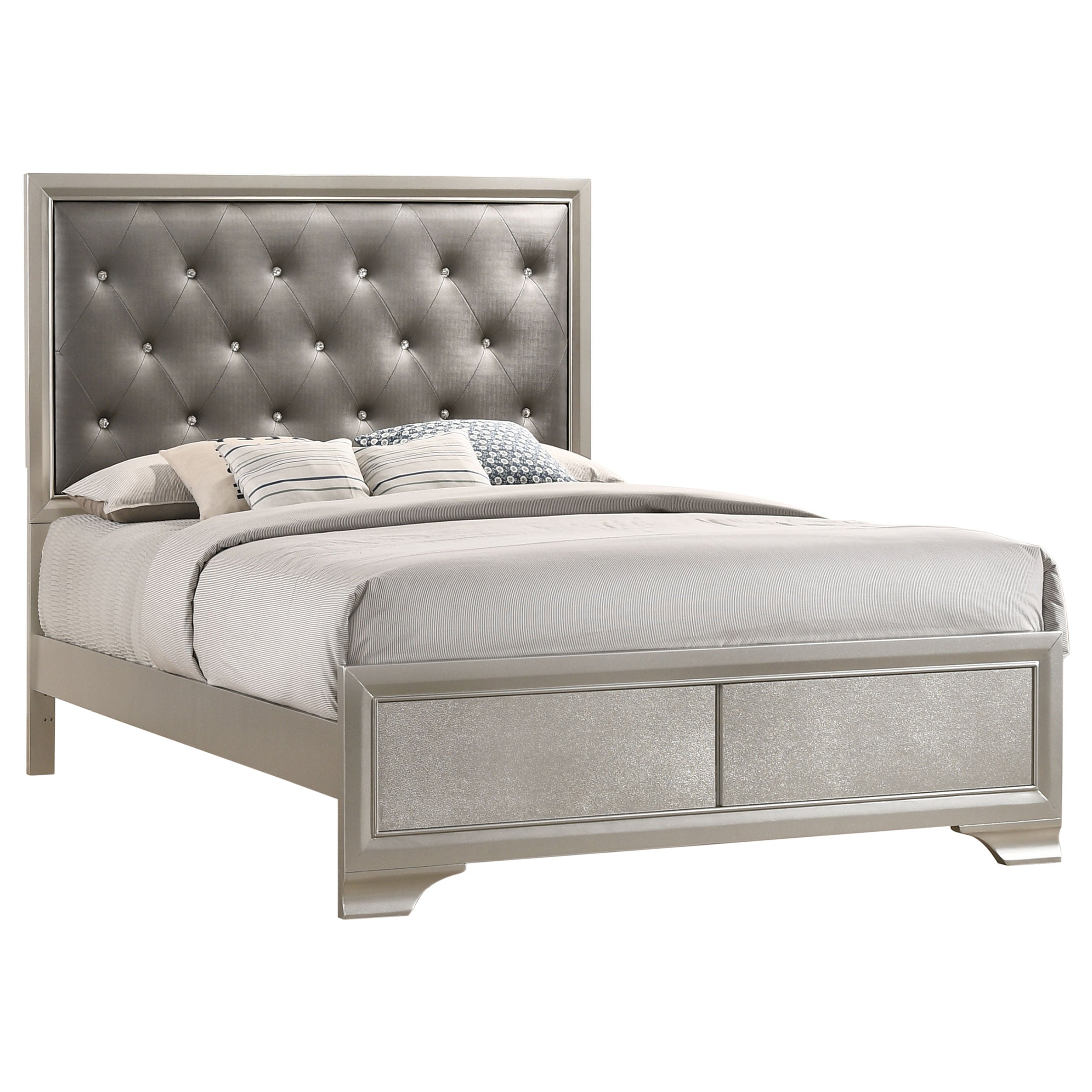 Coaster Salford Panel Bed Metallic Sterling and Charcoal Grey King