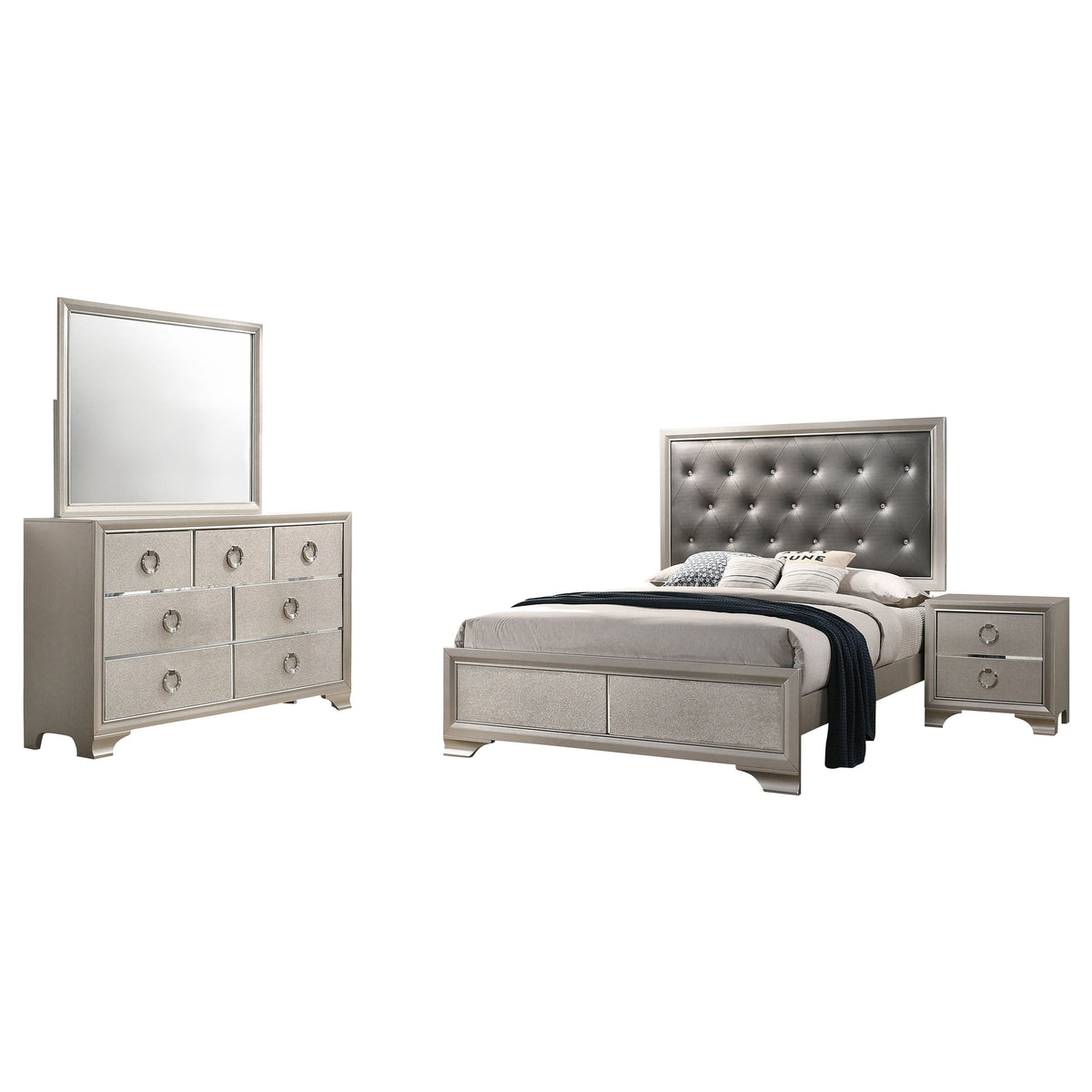 Coaster Salford Bedroom Set Metallic Sterling Queen Set of 4