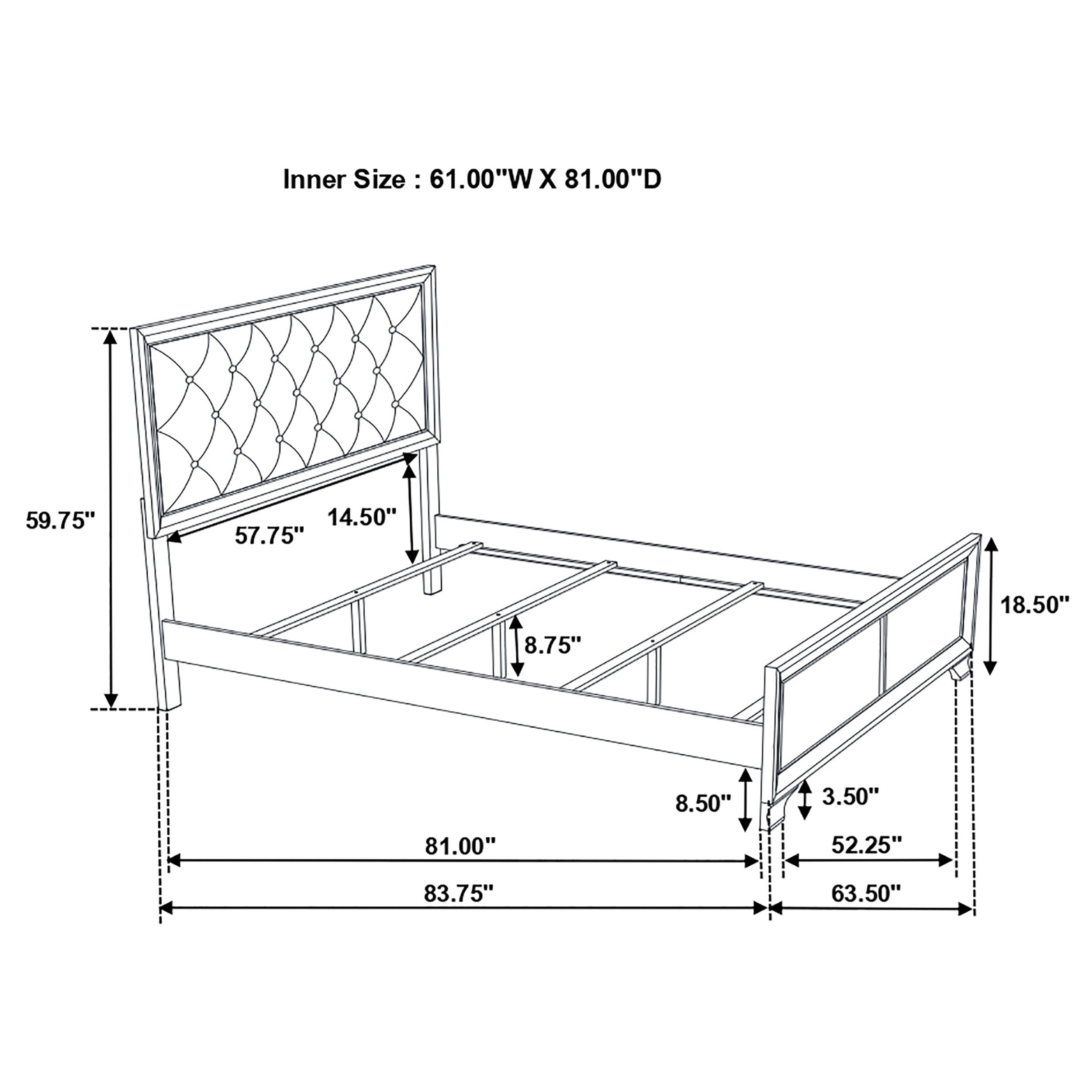 Coaster Salford Panel Bed Metallic Sterling and Charcoal Grey King