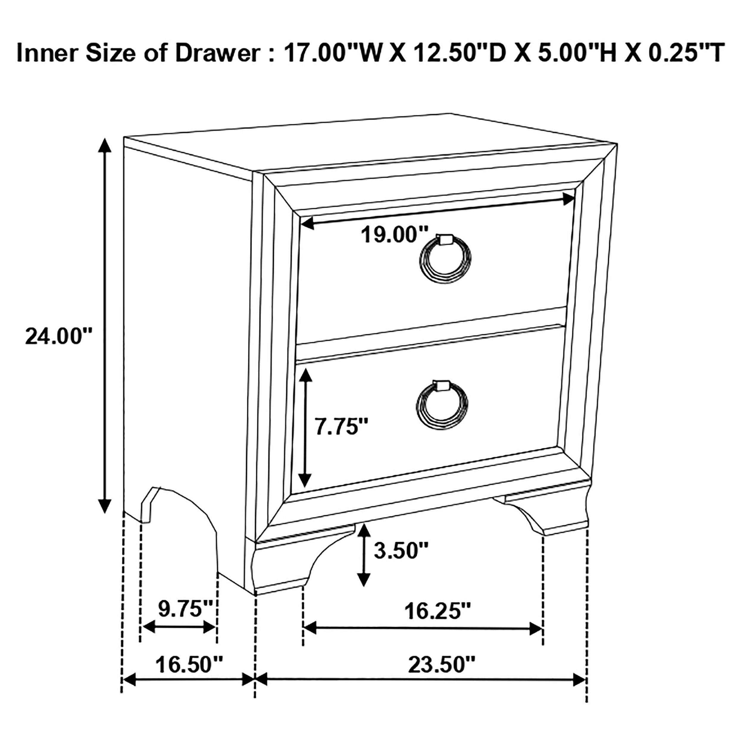 Coaster Salford 2-drawer Nightstand Metallic Sterling Default Title