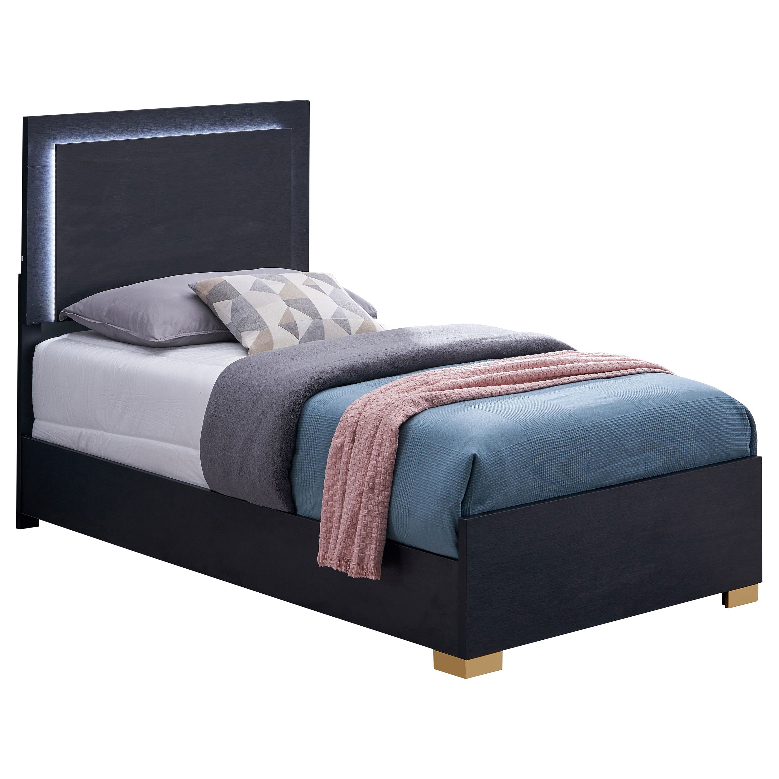 Coaster Marceline Bed with LED Headboard Black Twin