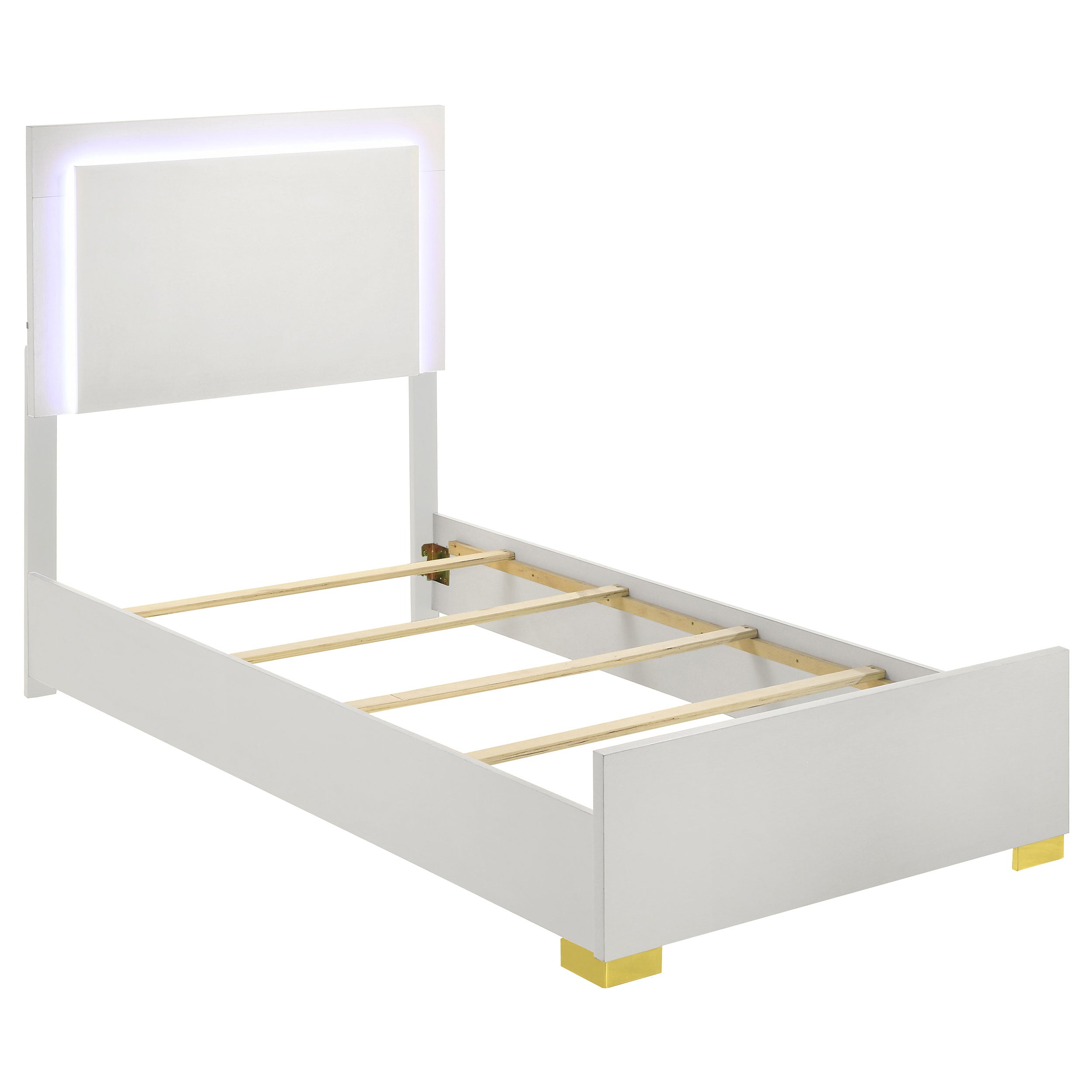 Coaster Marceline Bedroom Set with LED Headboard White Twin Set of 5