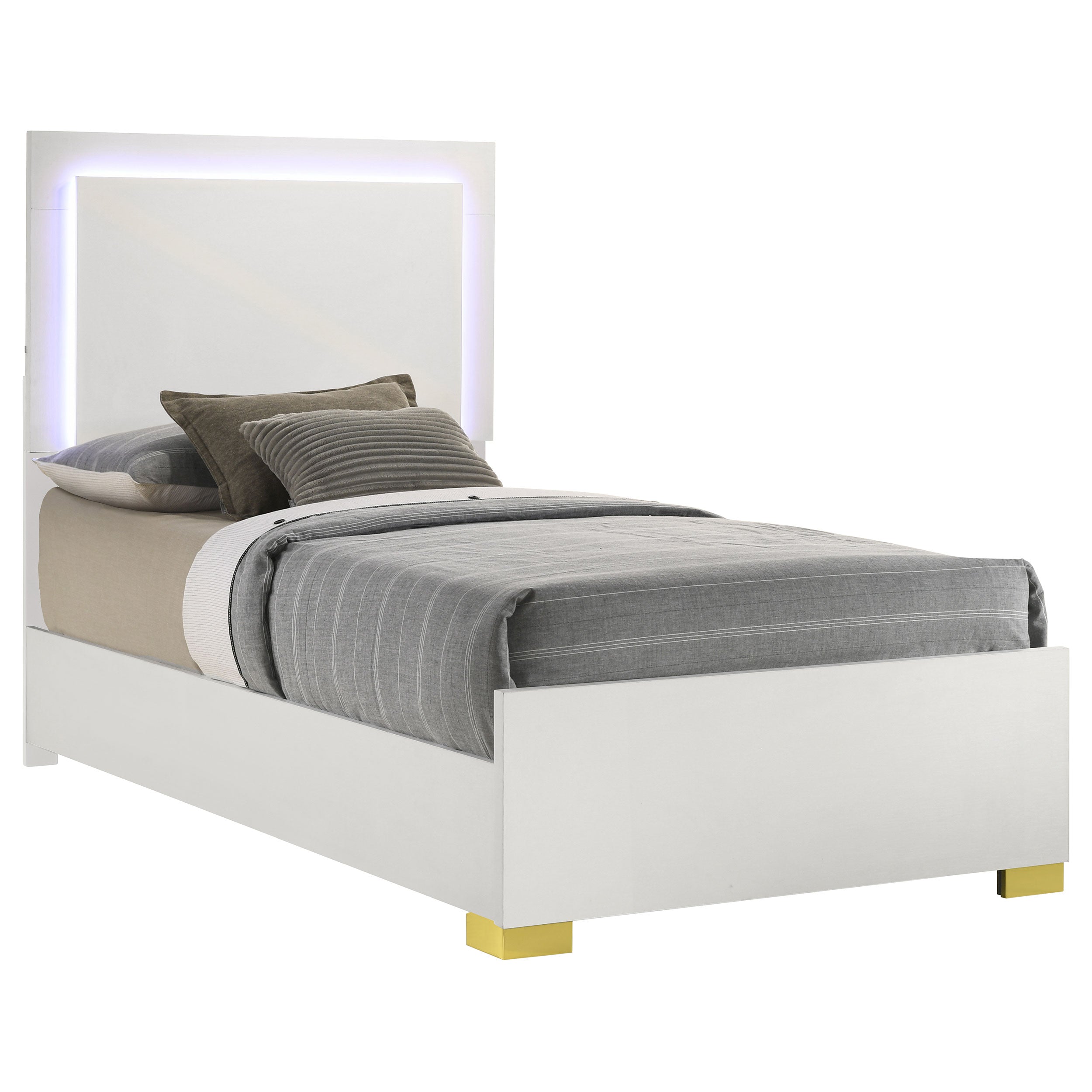 Coaster Marceline Bed with LED Headboard White Twin