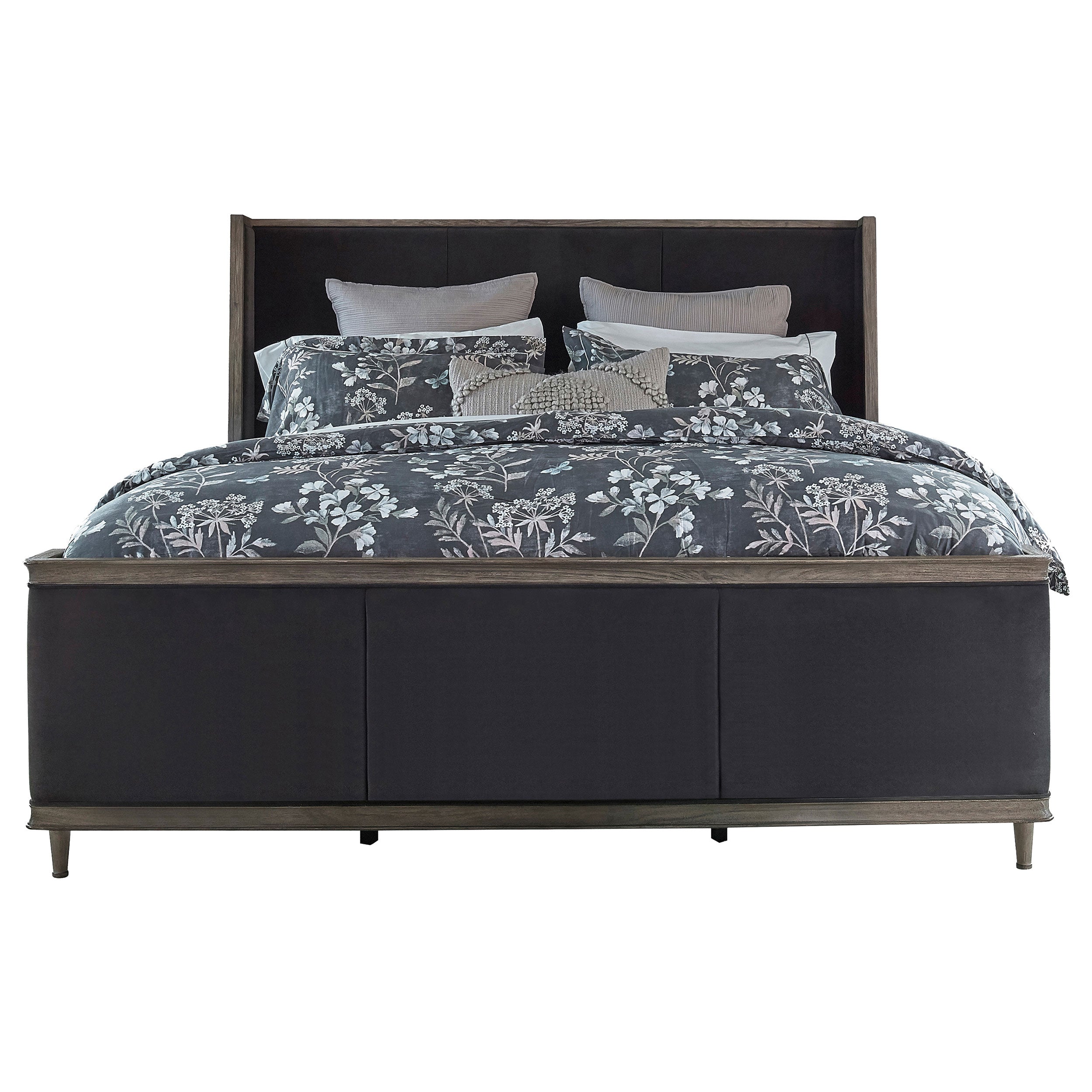 Coaster Alderwood Upholstered Panel Bed Charcoal Grey Easten King