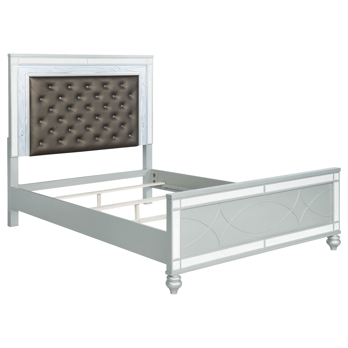 Coaster Gunnison Panel Bed with LED Lighting Silver Metallic Queen