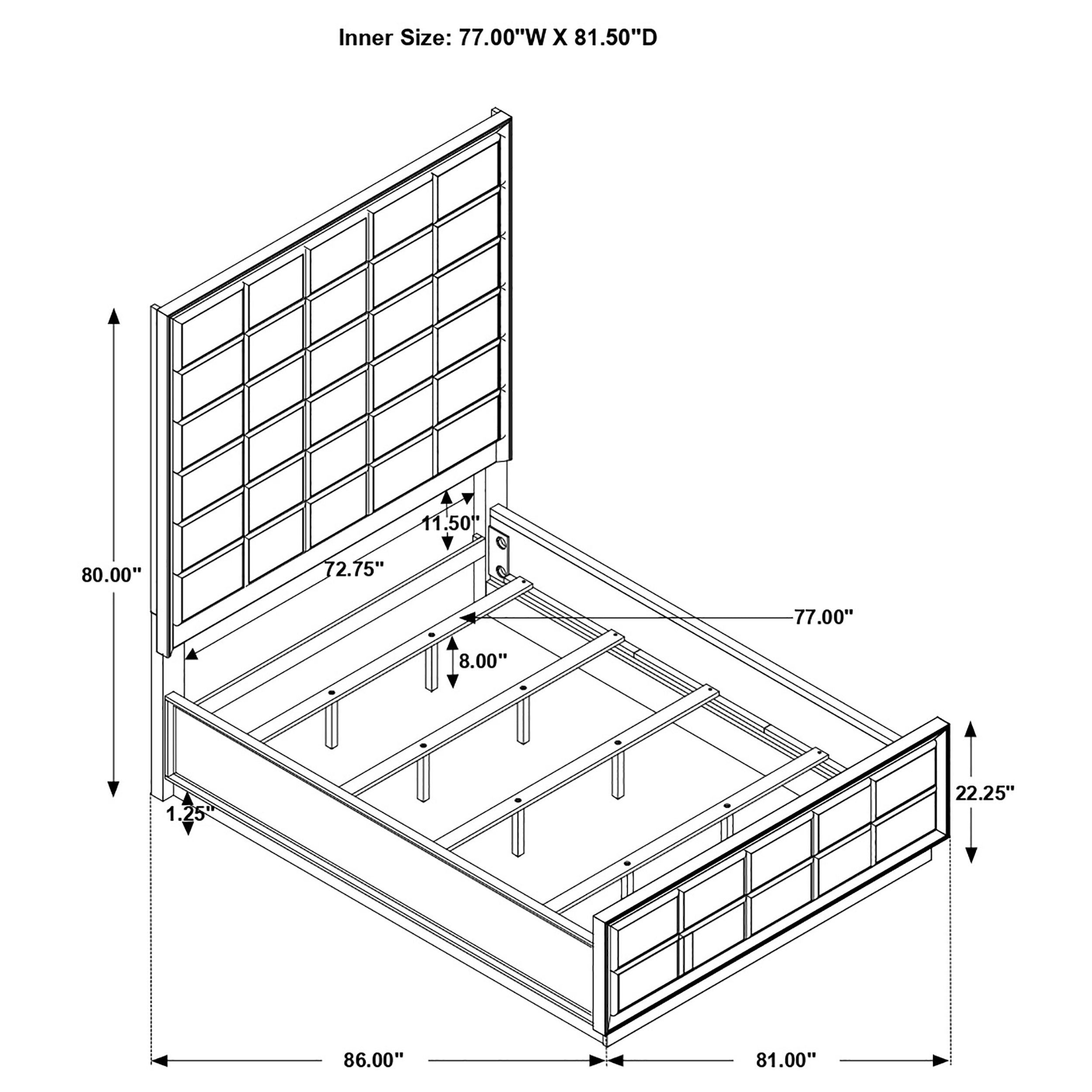 Coaster Durango Upholstered Bed Smoked Peppercorn and Grey Cal King