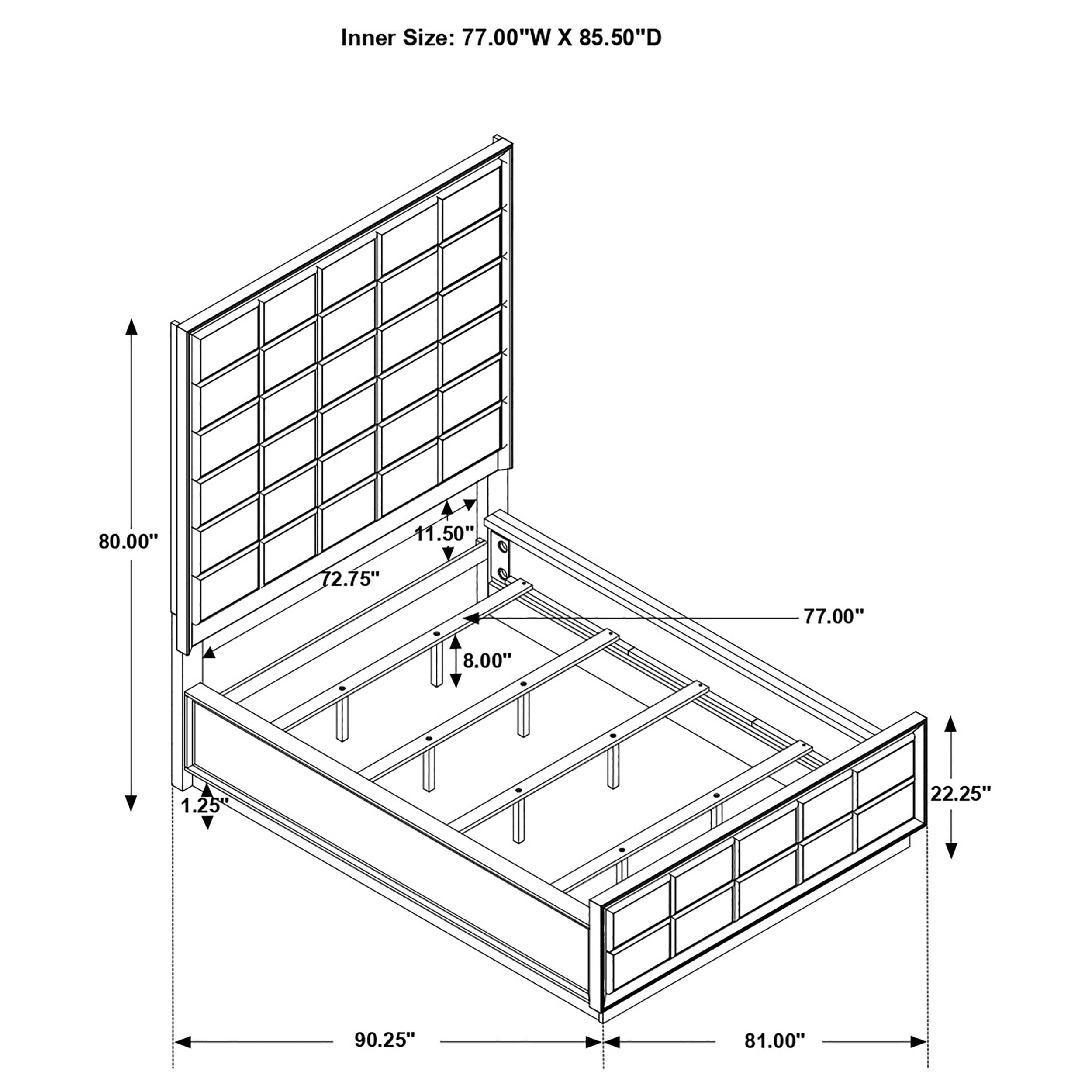 Coaster Durango Upholstered Bed Smoked Peppercorn and Grey Cal King