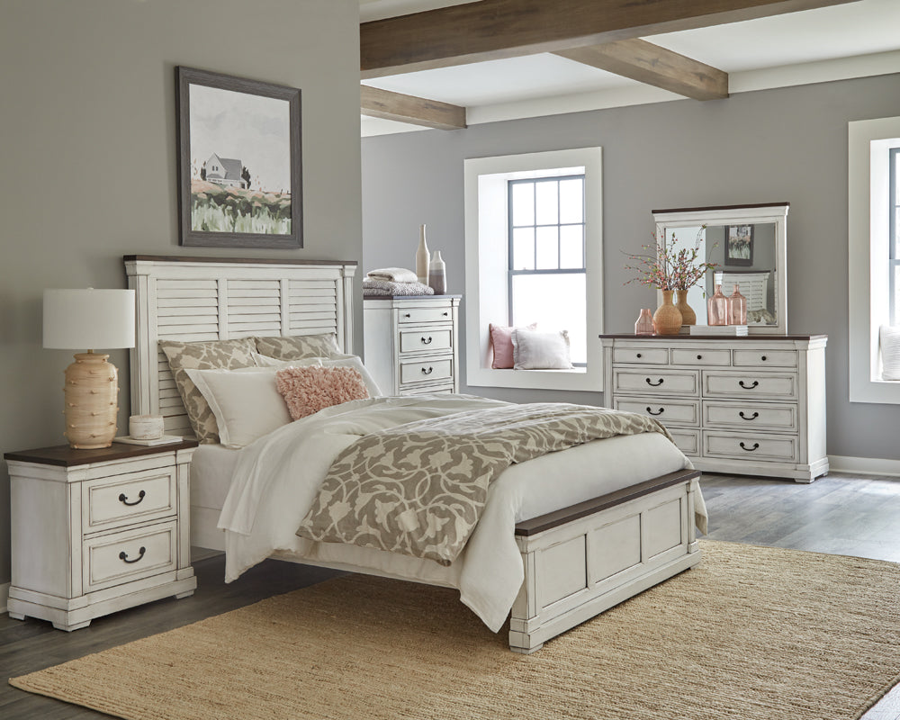 Coaster Hillcrest Panel Bedroom Set White and Dark Rum Queen Set of 4