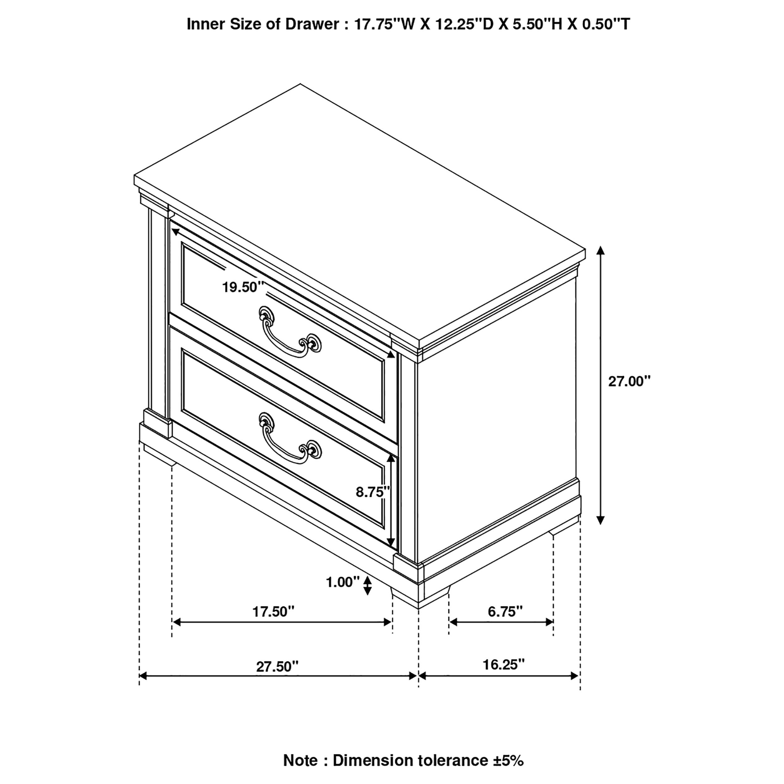 Coaster Hillcrest 2-drawer Nightstand Dark Rum and White Default Title