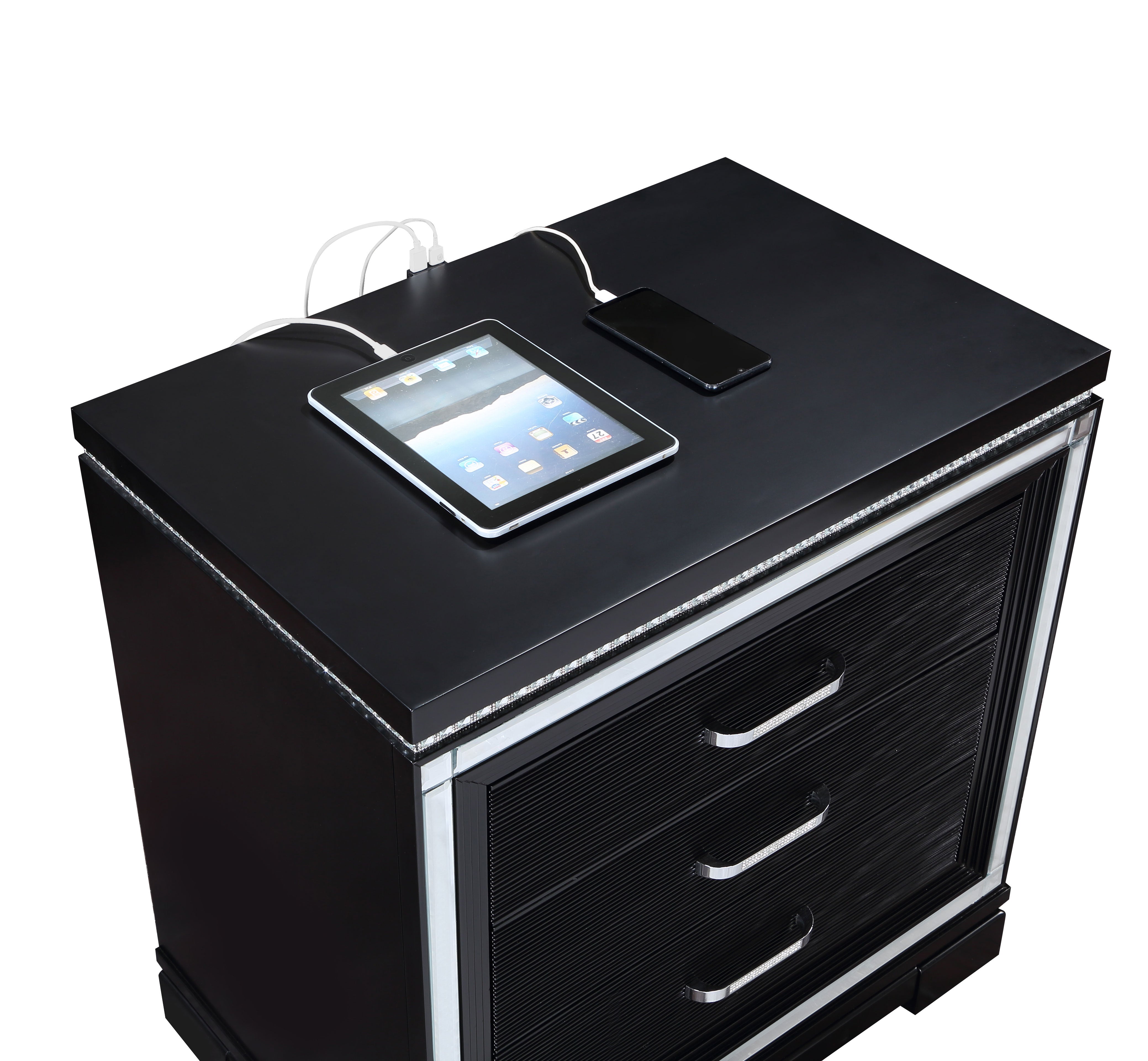 Coaster Cappola Rectangular 2-drawer Nightstand Silver and Black Default Title