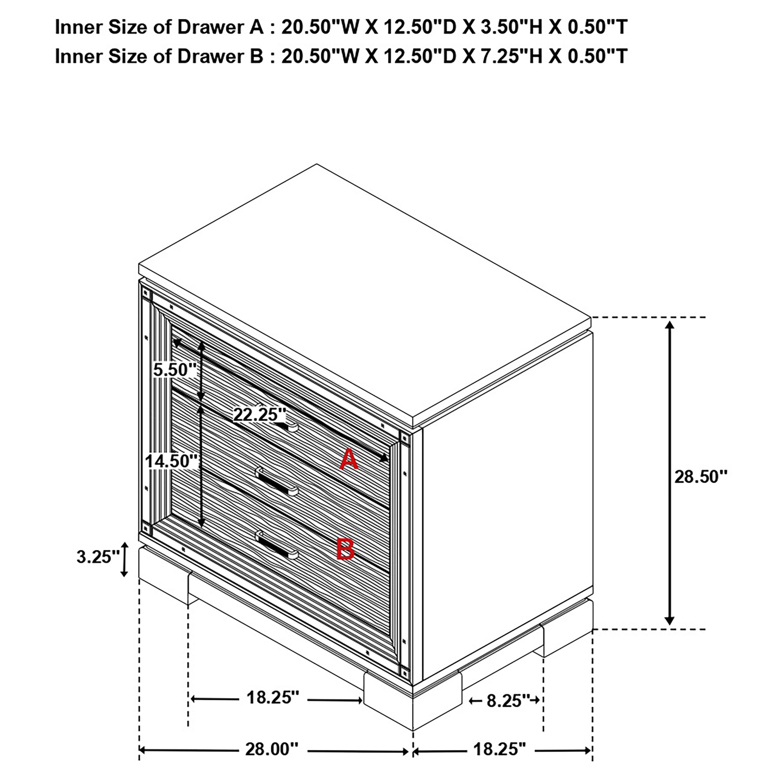 Coaster Cappola Rectangular 2-drawer Nightstand Silver and Black Default Title