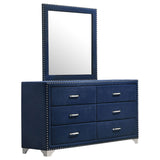 Coaster Melody 6-drawer Upholstered Dresser with Mirror Pacific Blue With Mirror