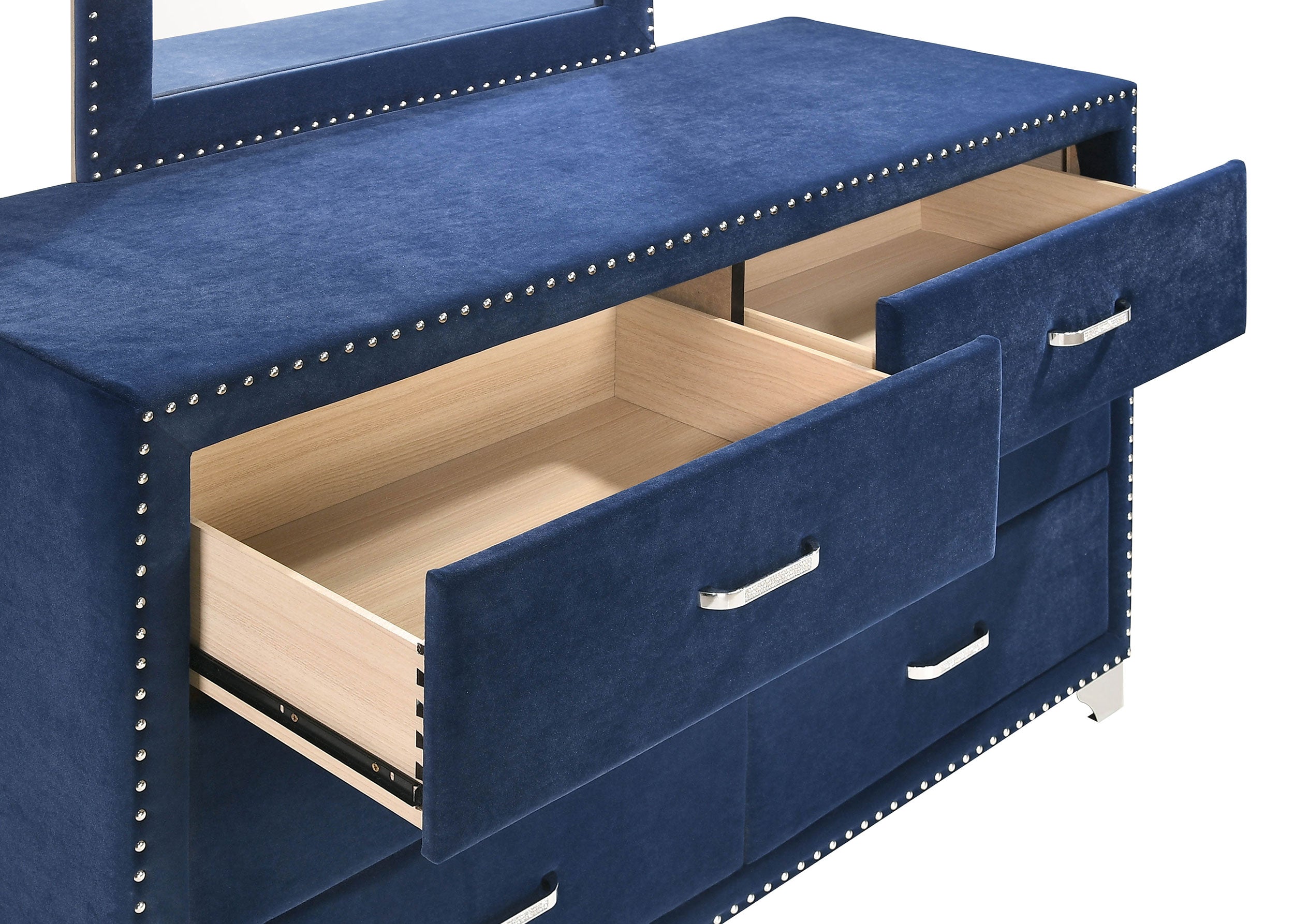 Coaster Melody 6-drawer Upholstered Dresser with Mirror Pacific Blue No Mirror