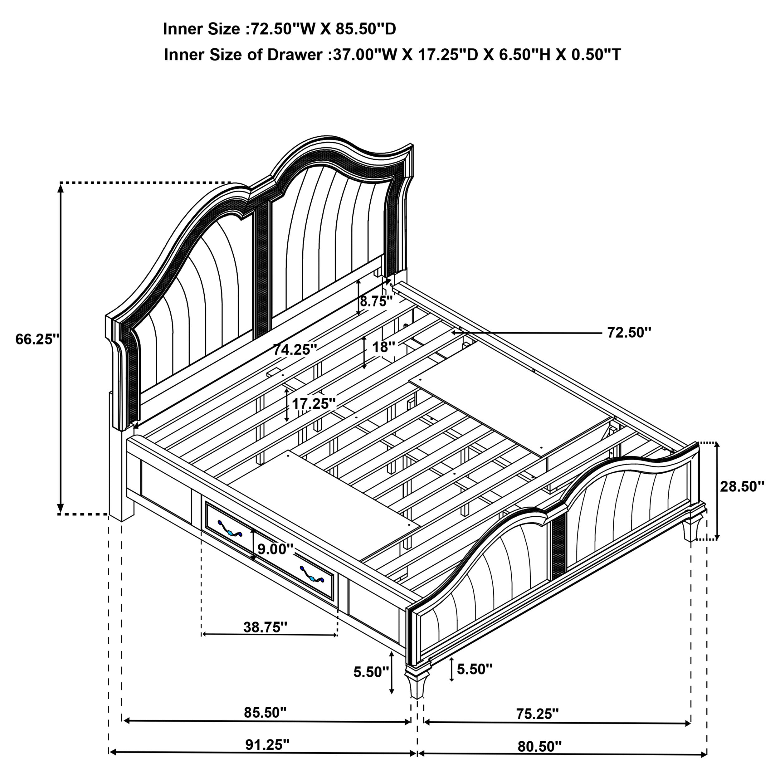 Coaster Veronica Storage Bed with LED Headboard Silver Oak and Ivory Cal King Set of 5