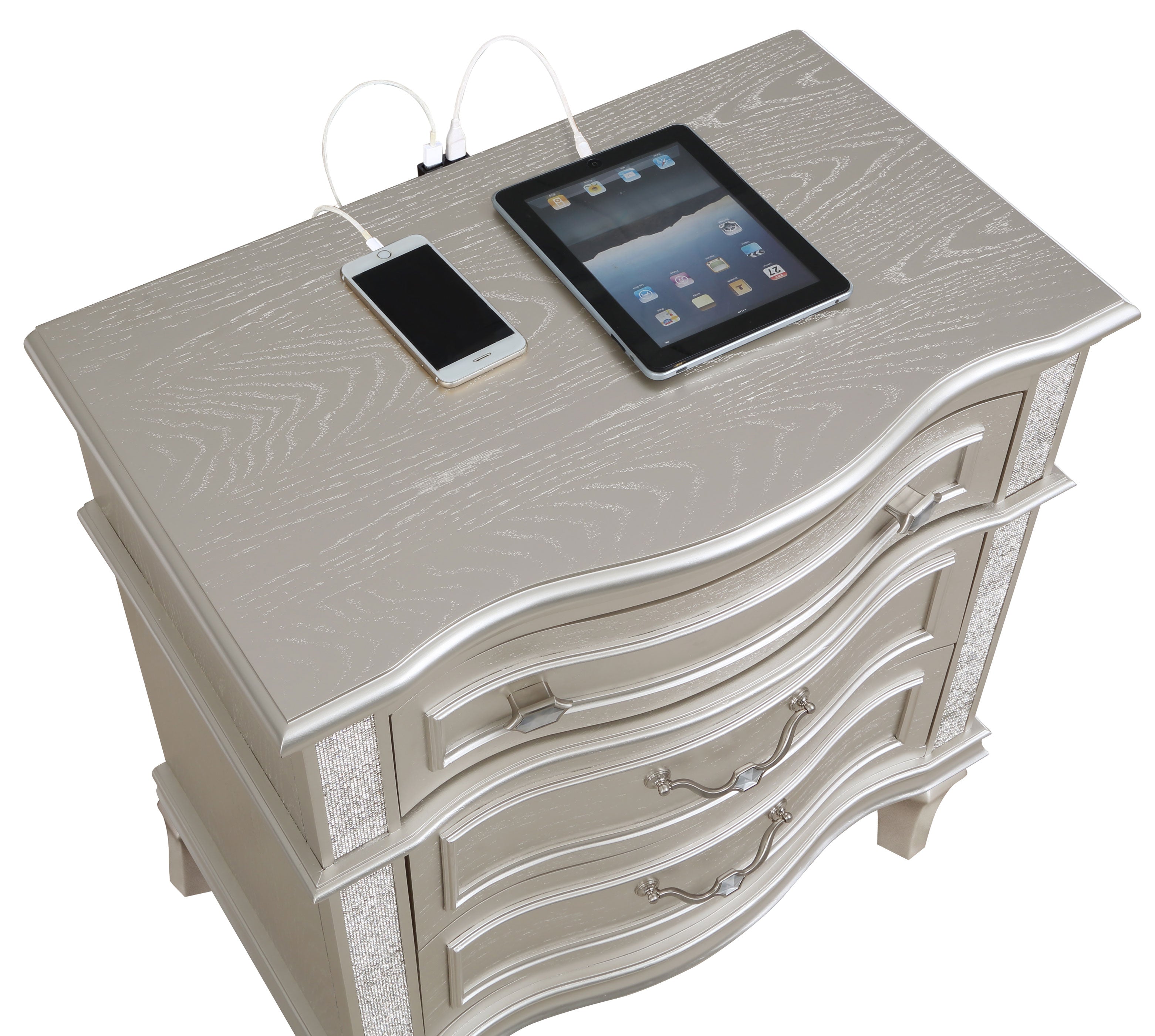 Coaster Evangeline 3-drawer Nightstand Silver Oak Default Title