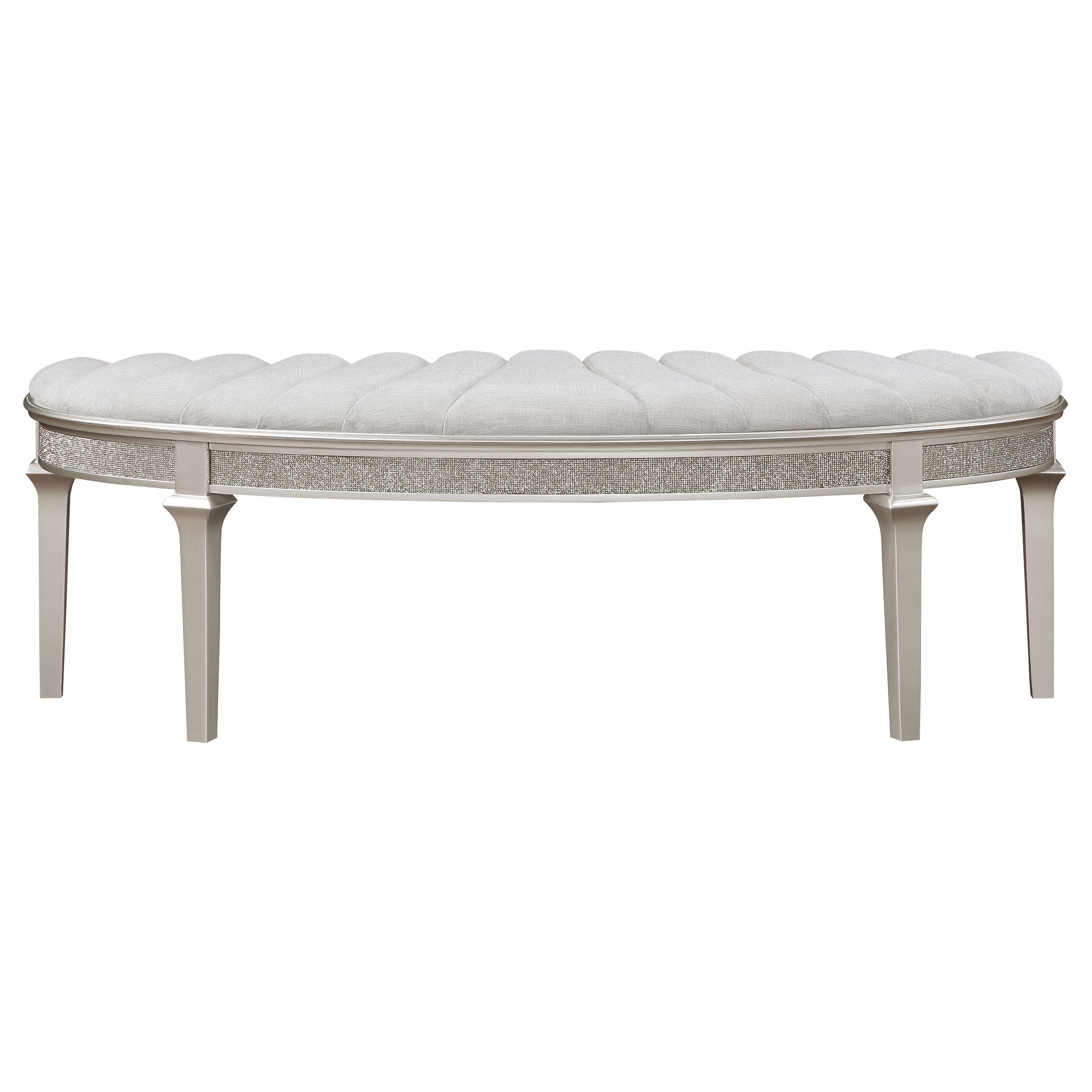 Coaster Heidi Upholstered Bench Metallic Platinum Default Title