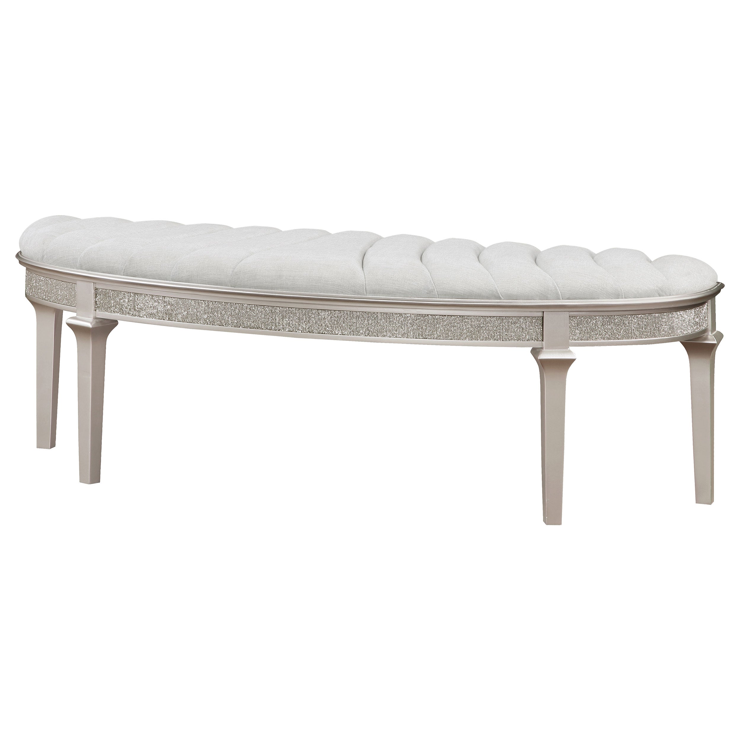 Coaster Heidi Upholstered Bench Metallic Platinum Default Title