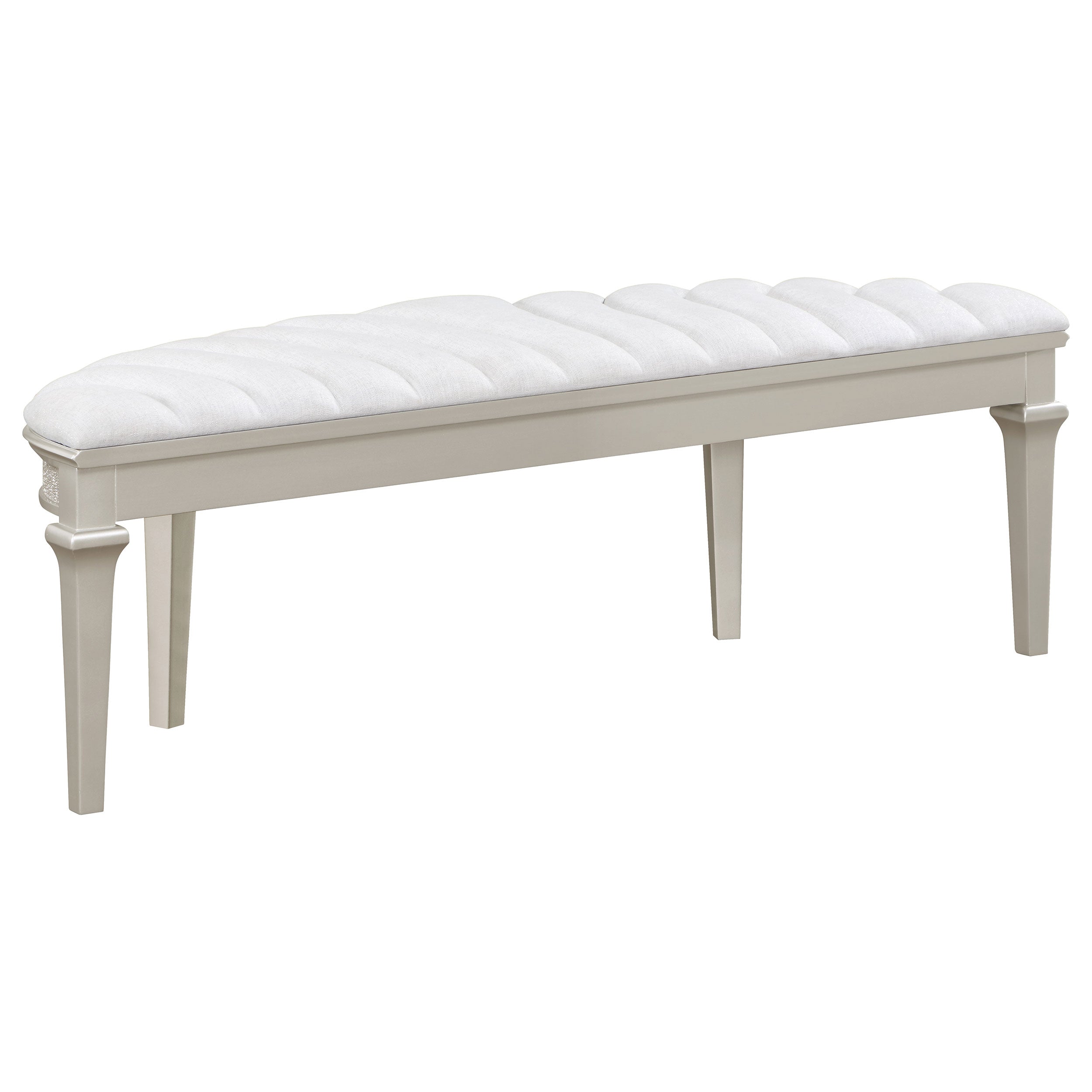 Coaster Heidi Upholstered Bench Metallic Platinum Default Title