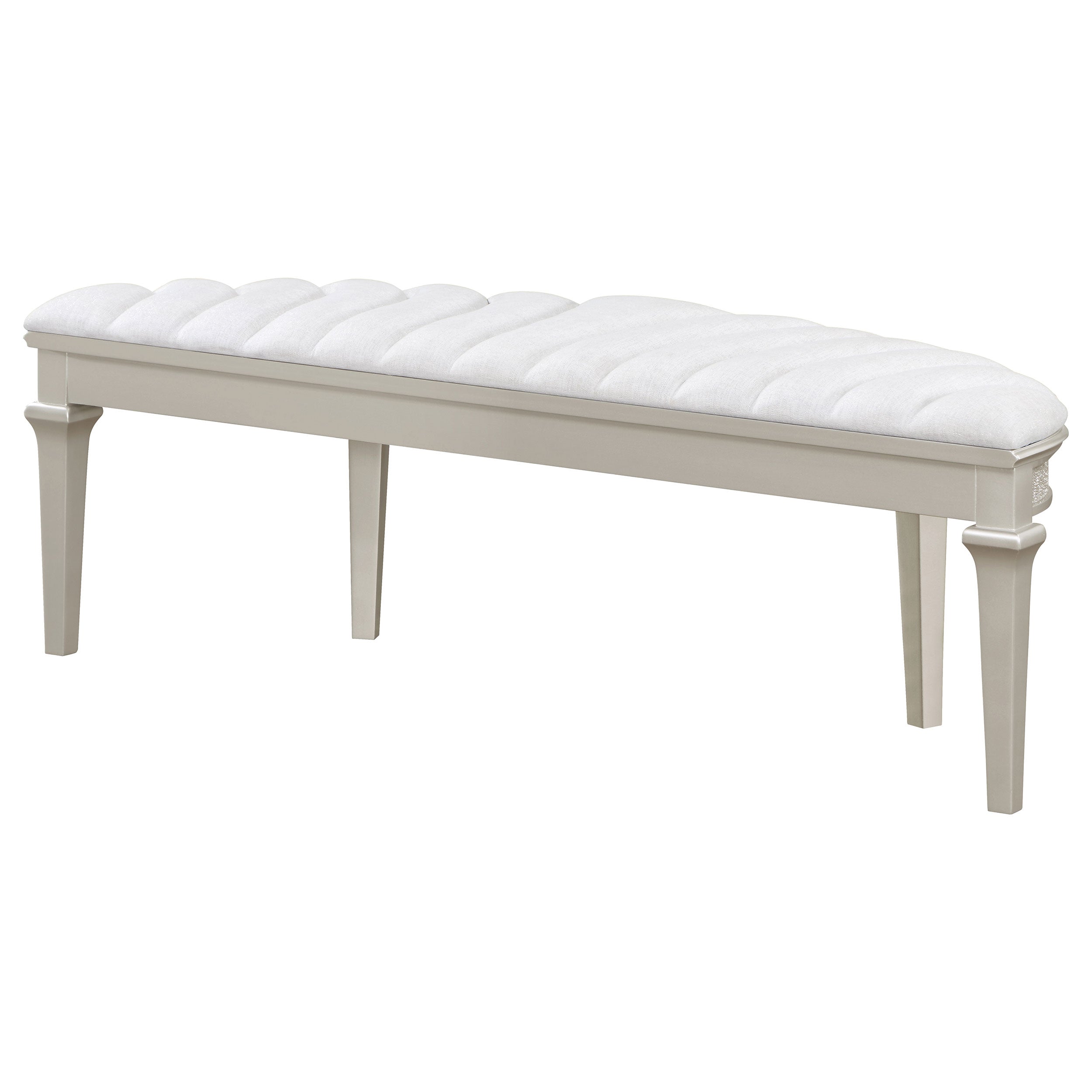 Coaster Heidi Upholstered Bench Metallic Platinum Default Title