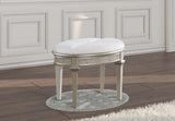 Coaster Evangeline Oval Vanity Stool with Faux Diamond Trim Silver and Ivory Default Title