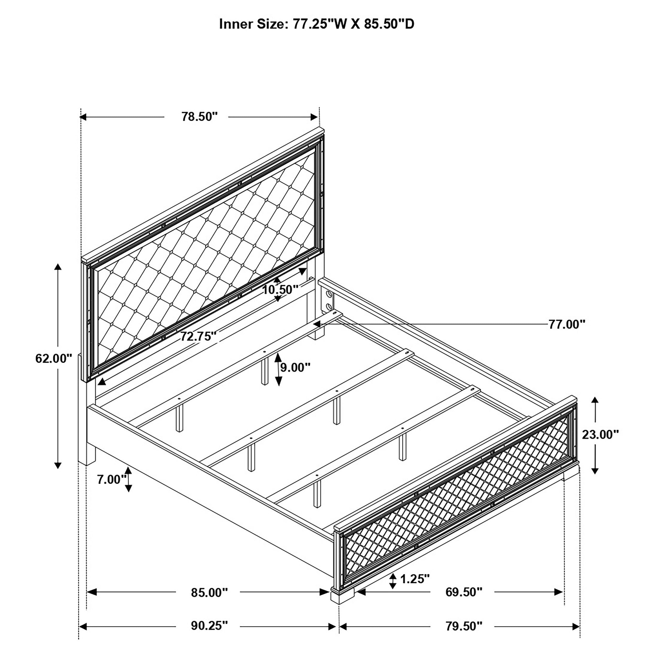 Coaster Eleanor Upholstered Tufted Bed Metallic Cal King